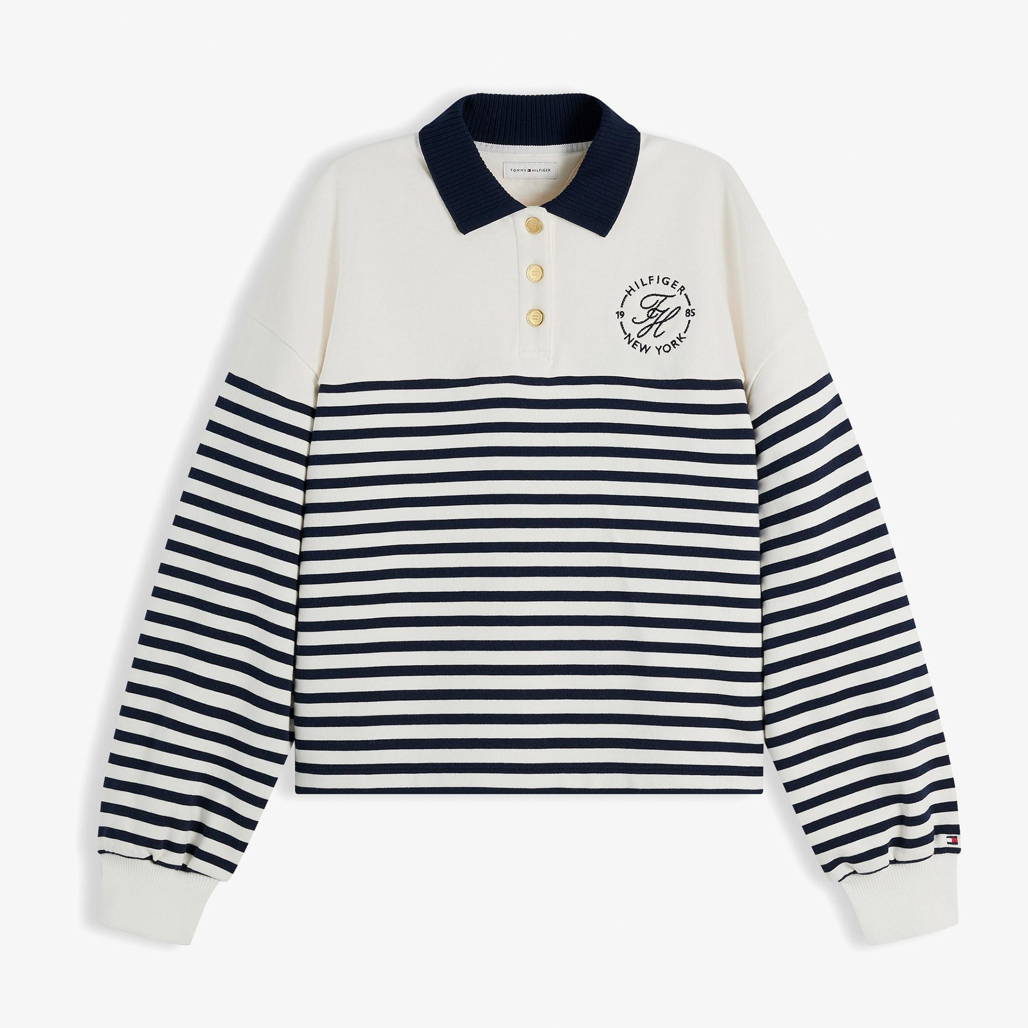 Tommy Hilfiger Roundal Collar Kadın Beyaz Sweatshirt
