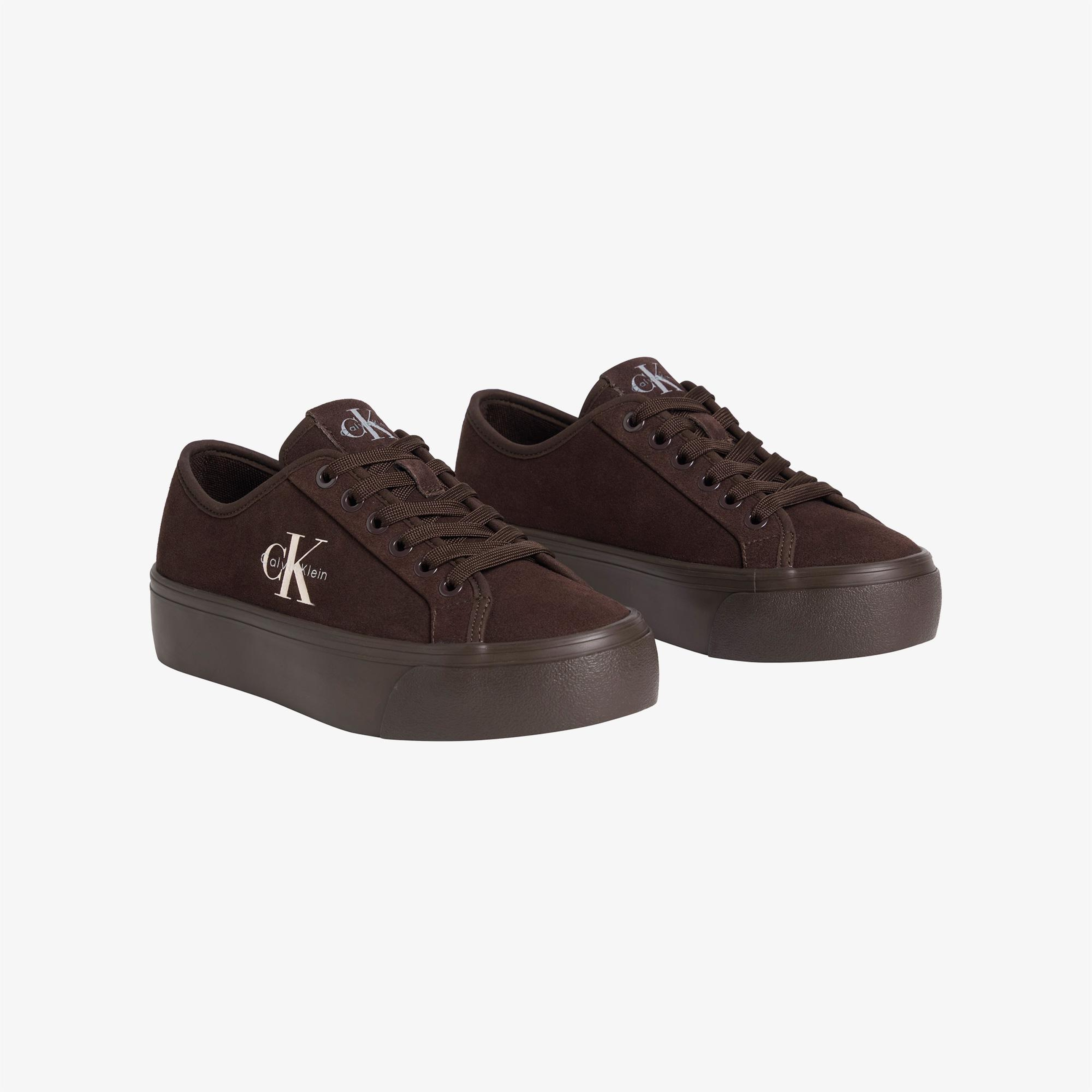Calvin Klein Vulc Flatform Laceup Suede Kadın Mor Sneaker