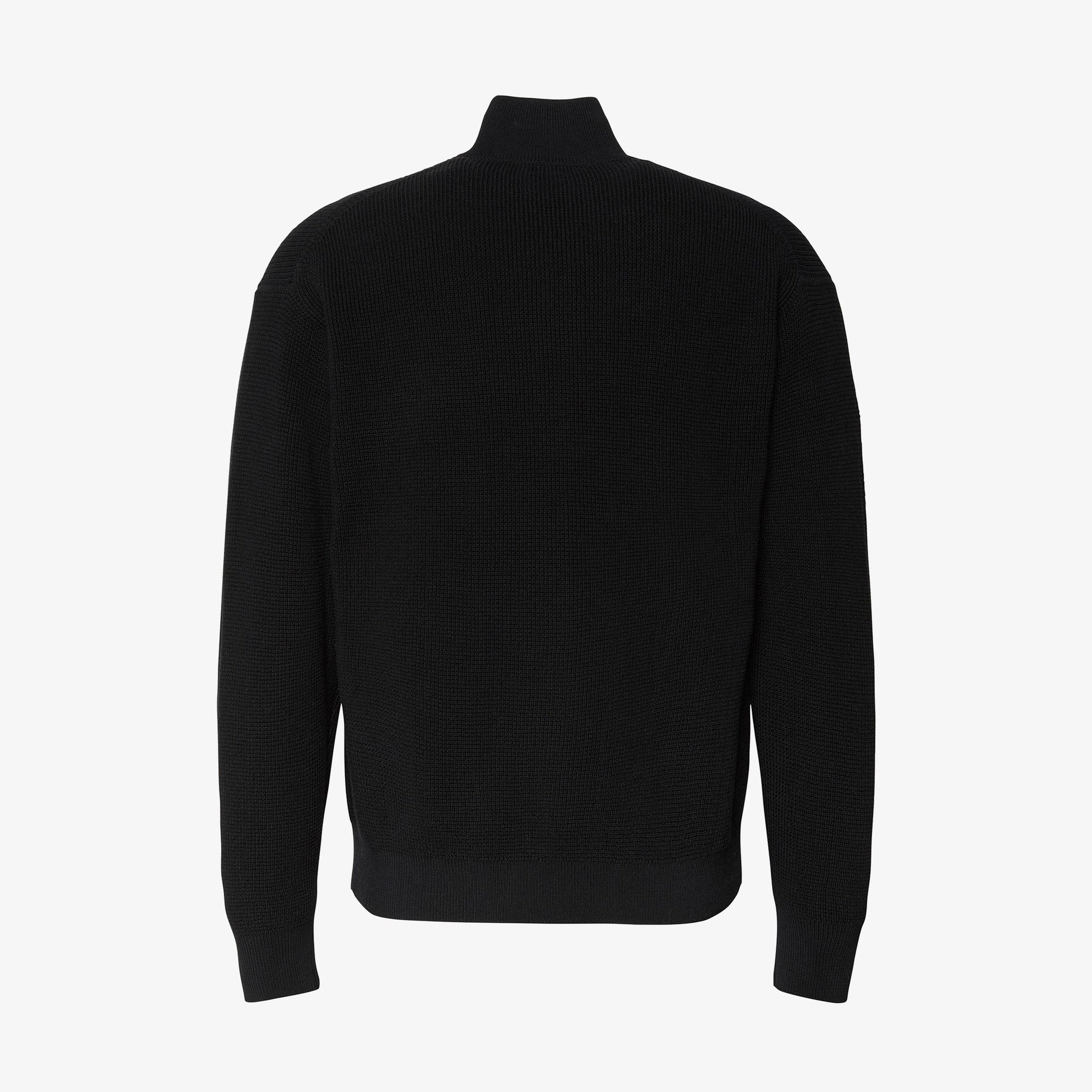 Calvin Klein Cotton Waffle Quarter Zip Erkek Siyah Triko
