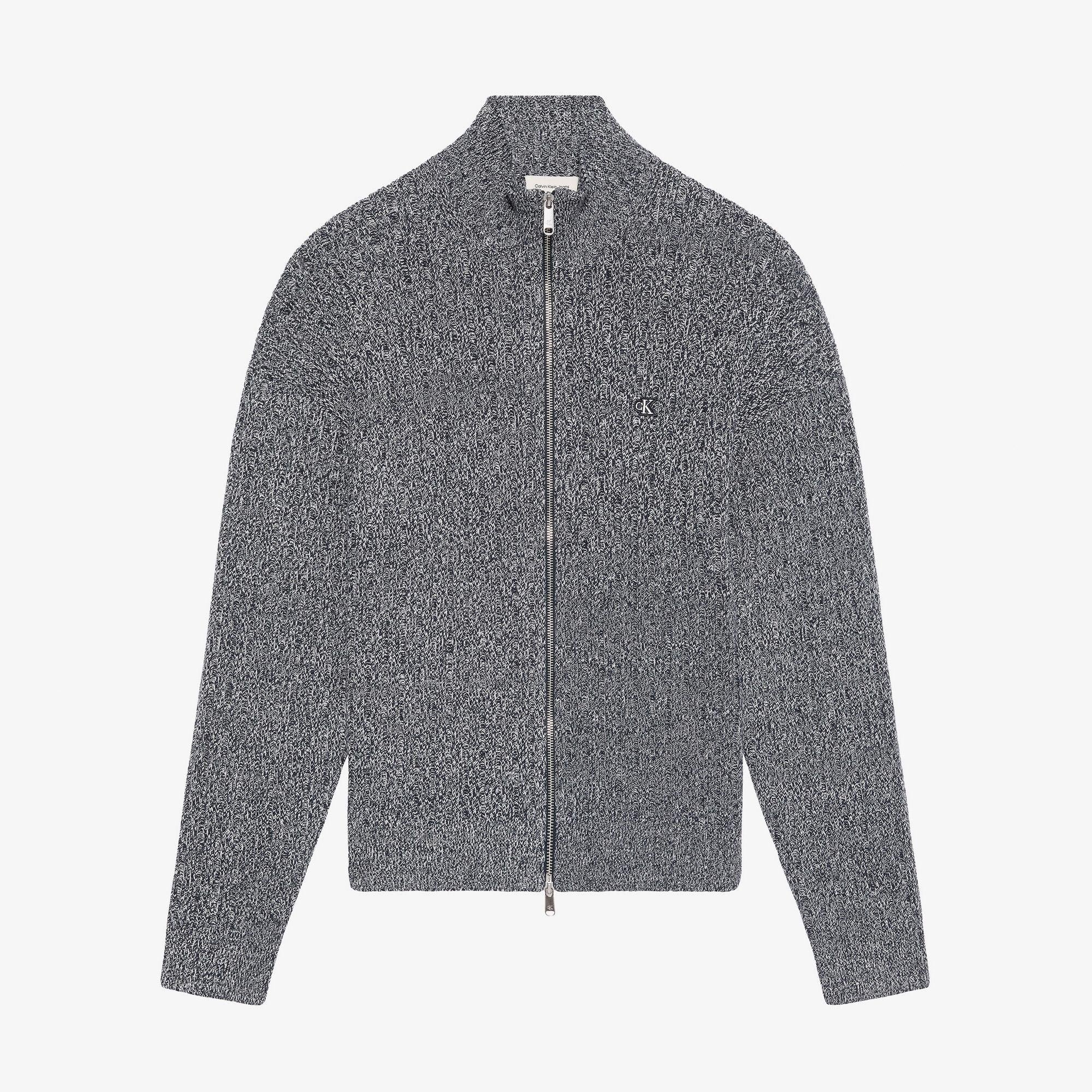 Calvin Klein Vertıcal Texture Cotton Erkek Mavi Triko