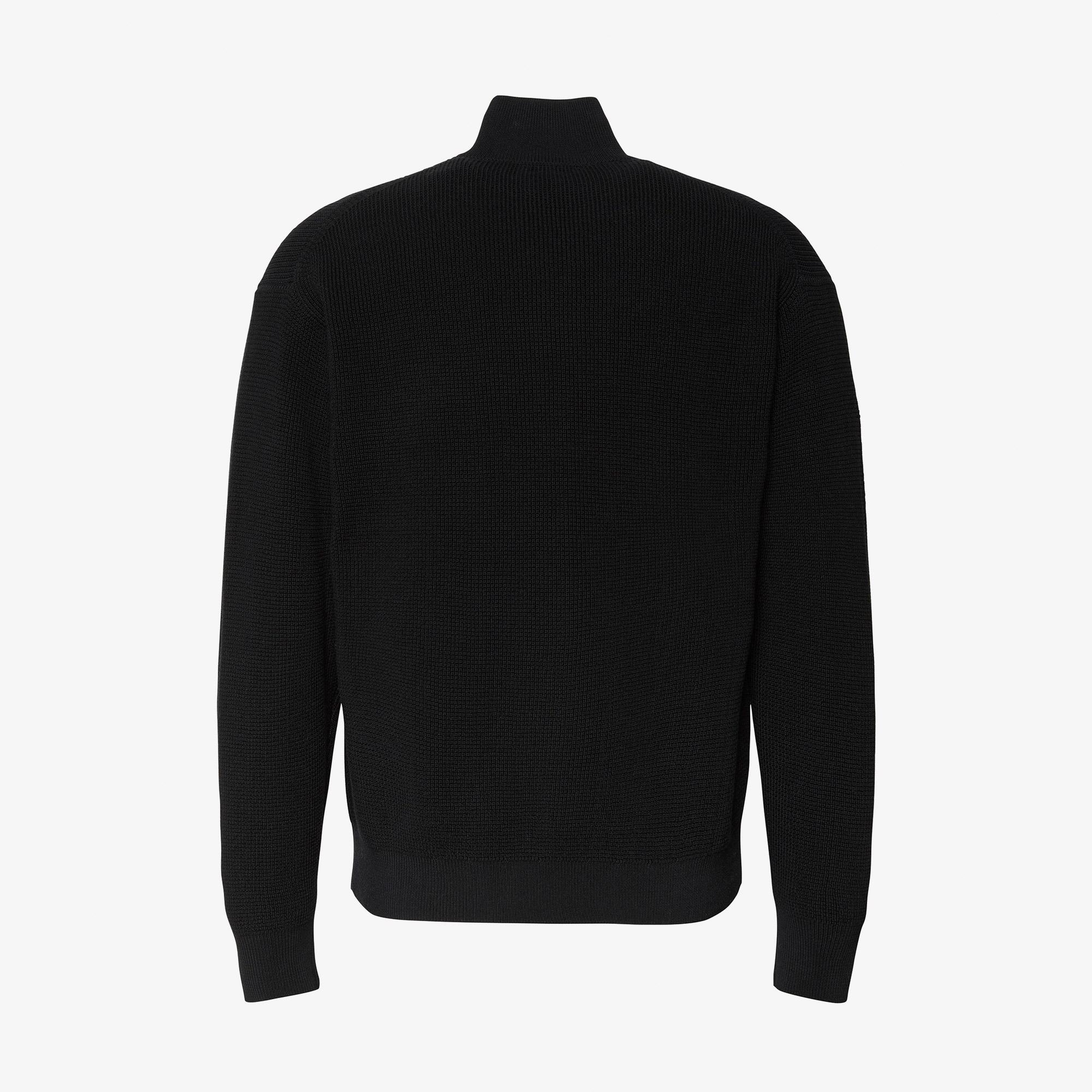 Calvin Klein Cotton Waffle Quarter Zip Erkek Siyah Triko