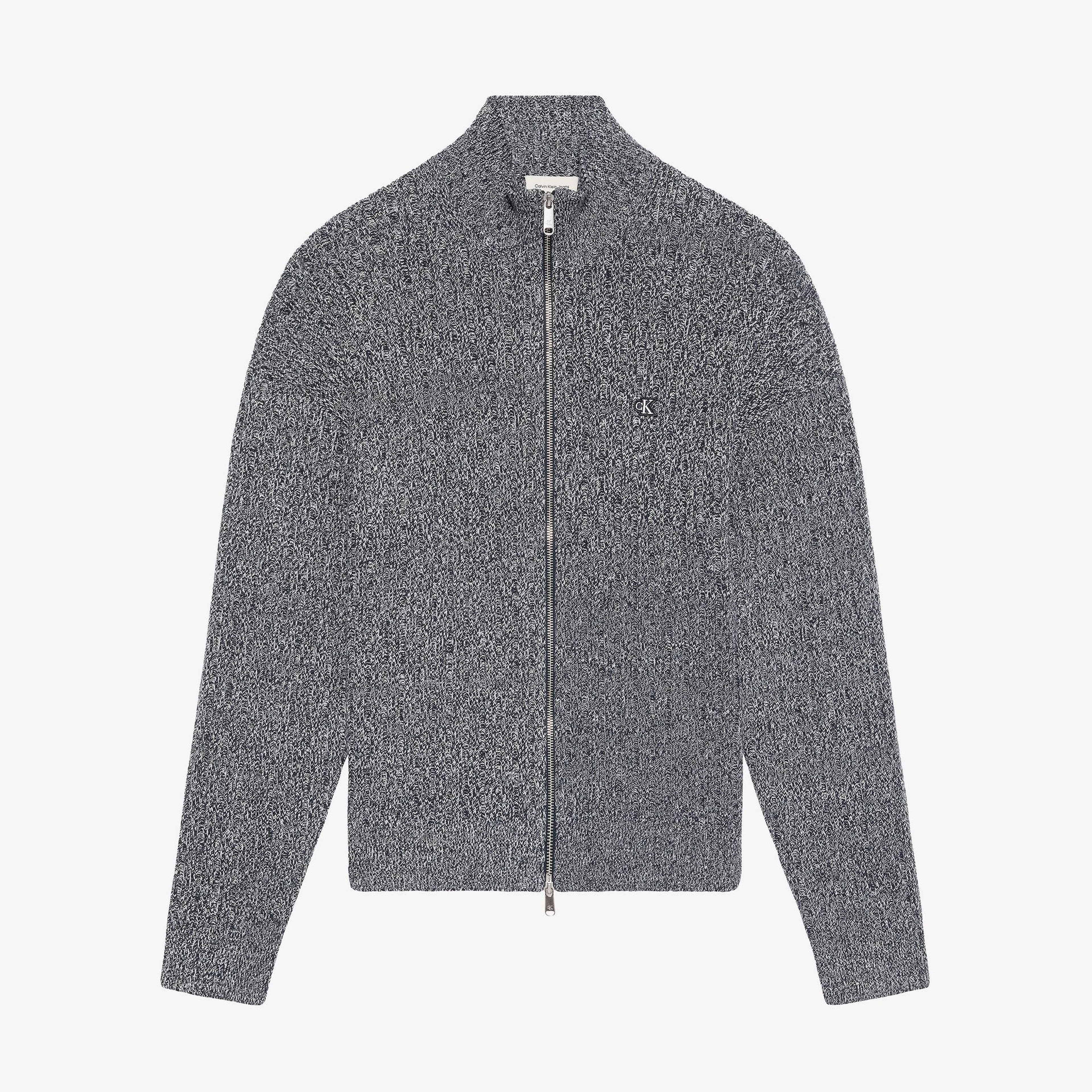 Calvin Klein Vertıcal Texture Cotton Erkek Mavi Triko