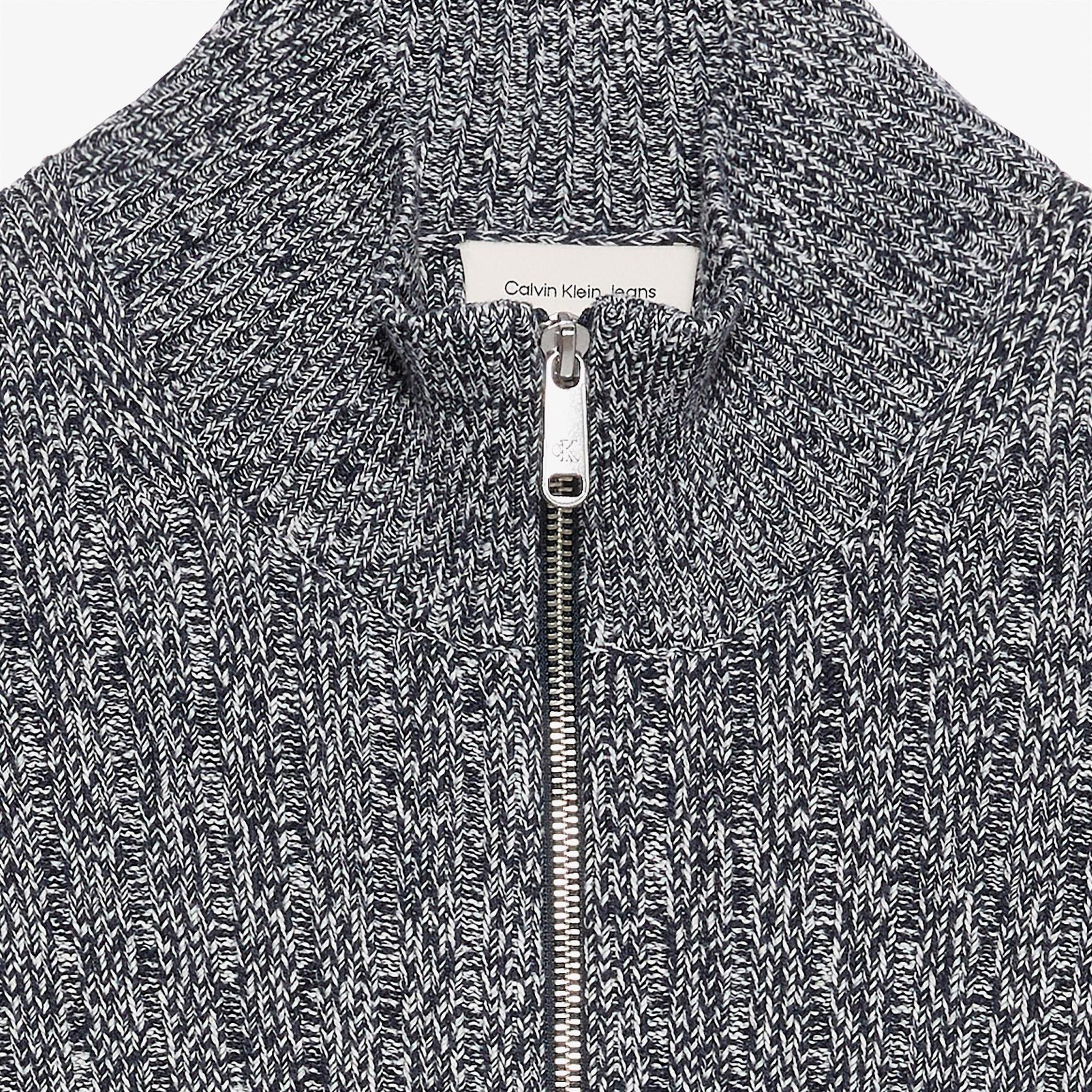 Calvin Klein Vertıcal Texture Cotton Erkek Mavi Triko