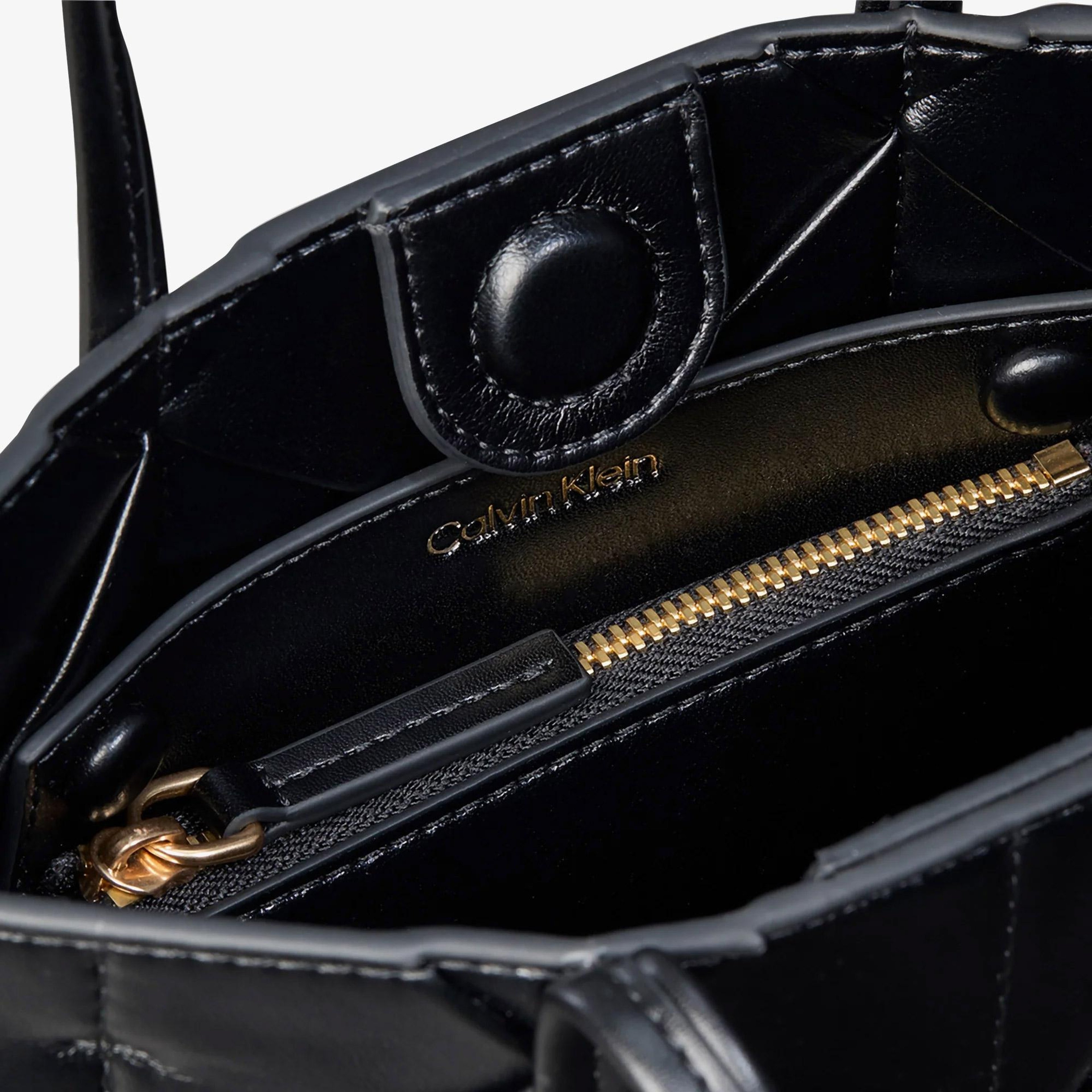 Calvin Klein Woven Mini Tote Crossbody Kadın Siyah Tote El Çantası