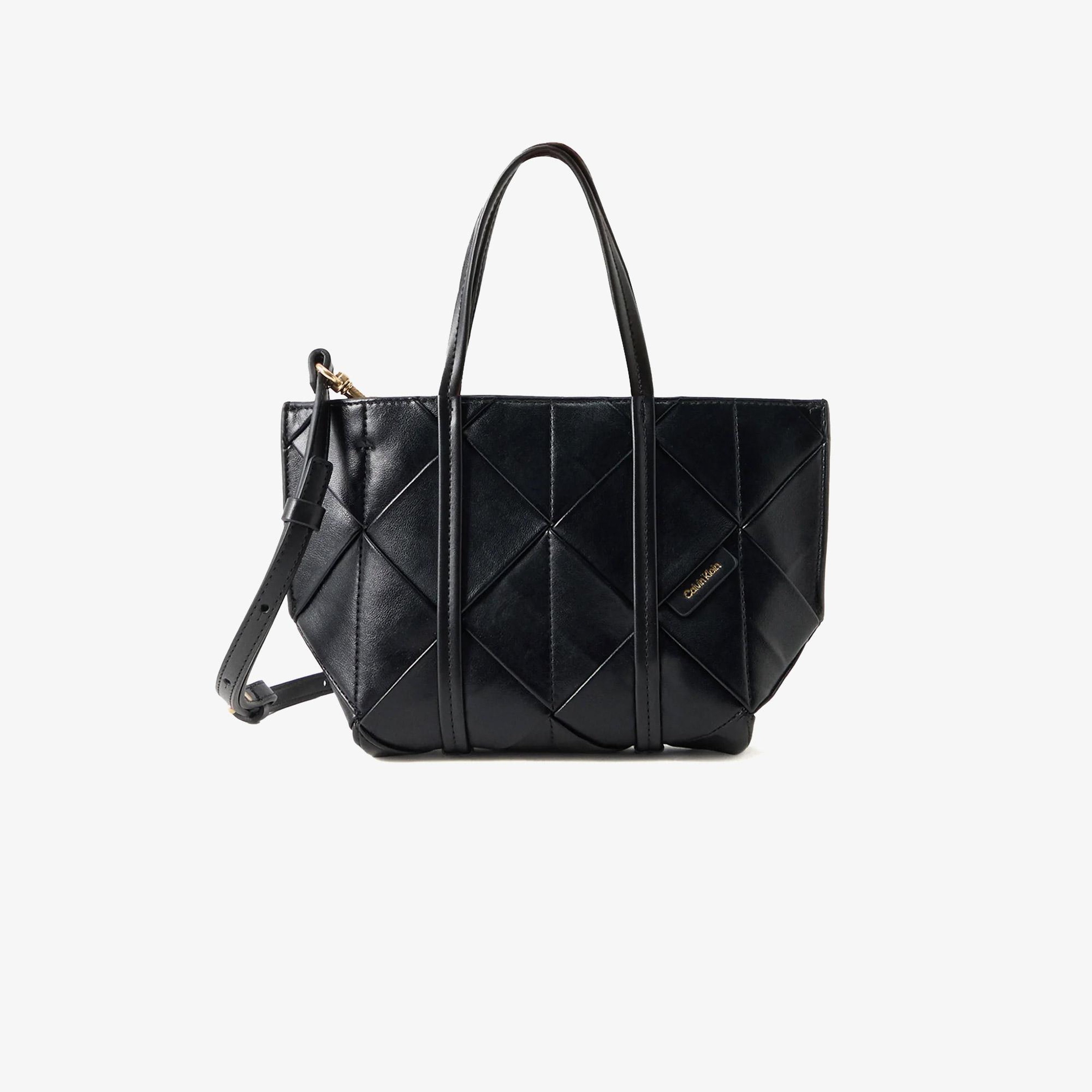 Calvin Klein Woven Mini Tote Crossbody Kadın Siyah Tote El Çantası