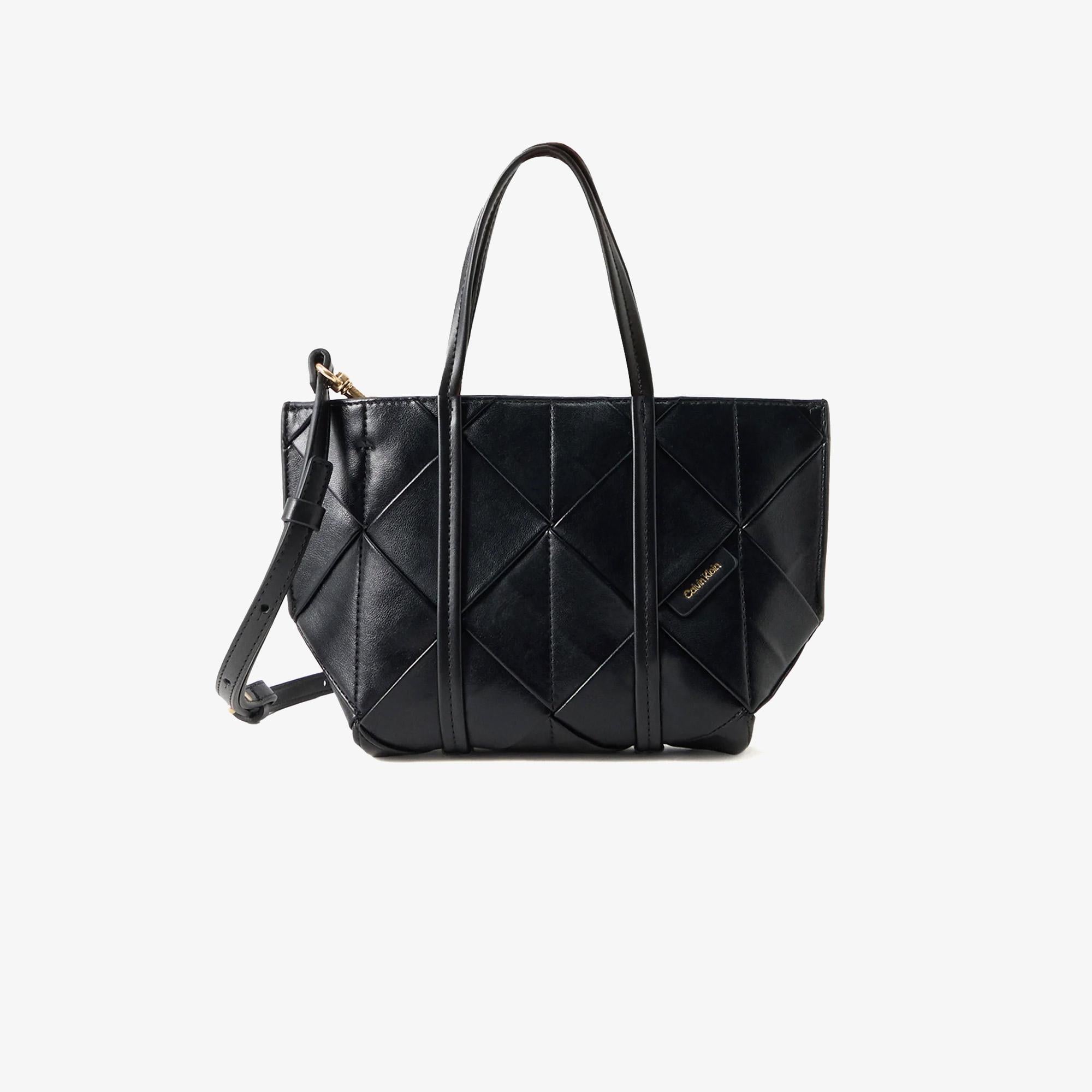 Calvin Klein Woven Mini Tote Crossbody Kadın Siyah Tote El Çantası