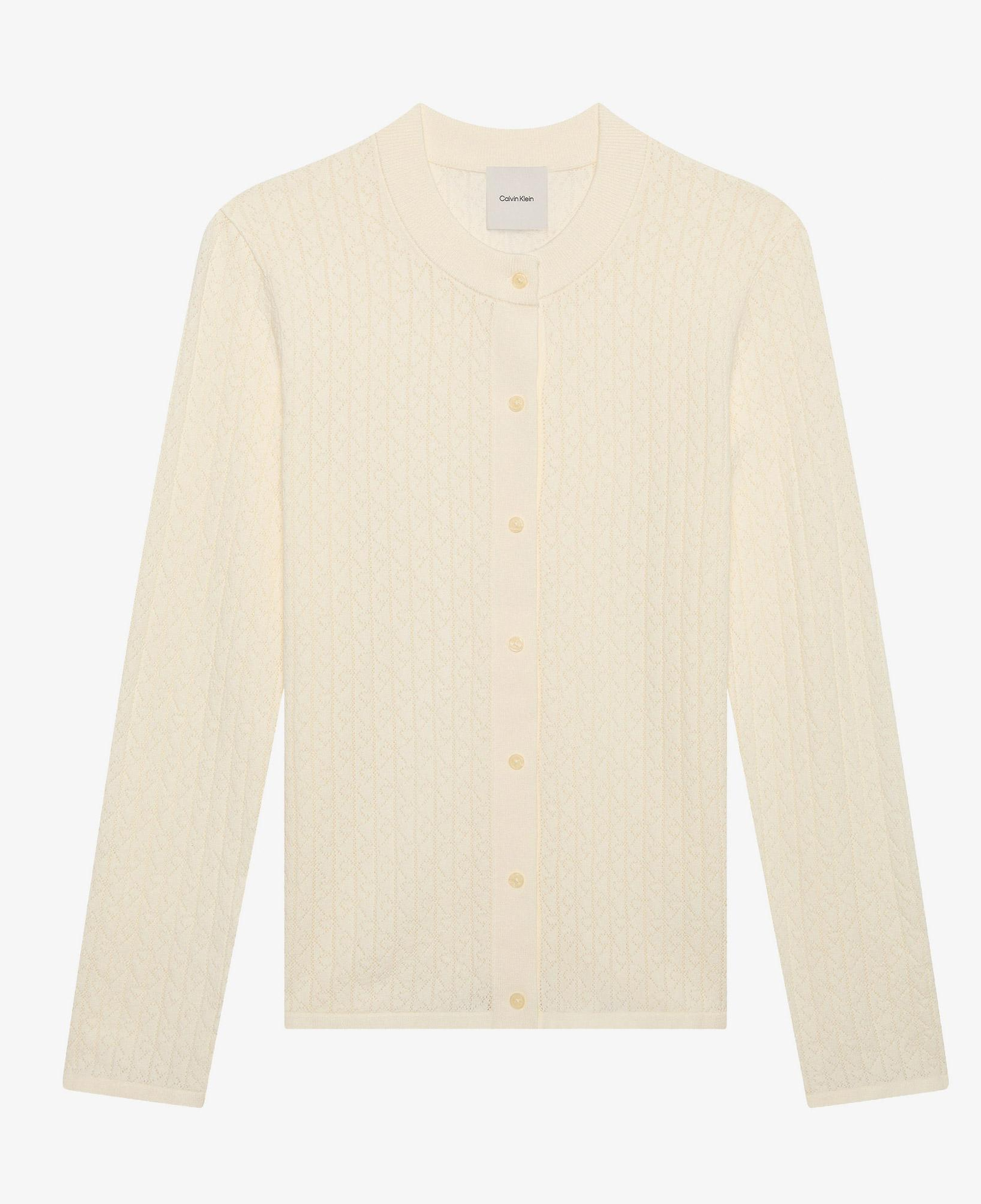 Calvin Klein Pointelle Cardigan Kadın Beyaz Triko