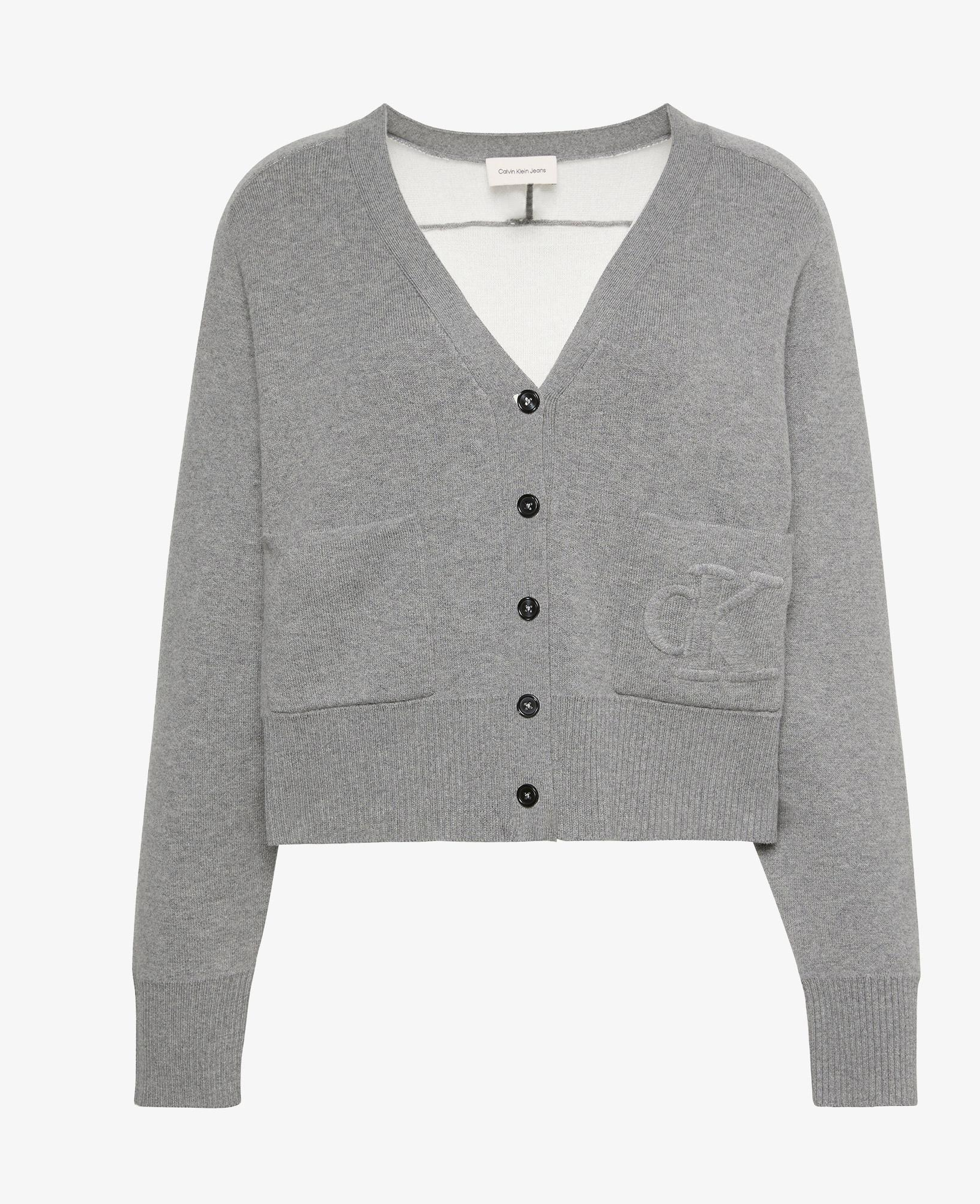 Calvin Klein Wool Cotton Raglan Cardigan Kadın Gri Triko