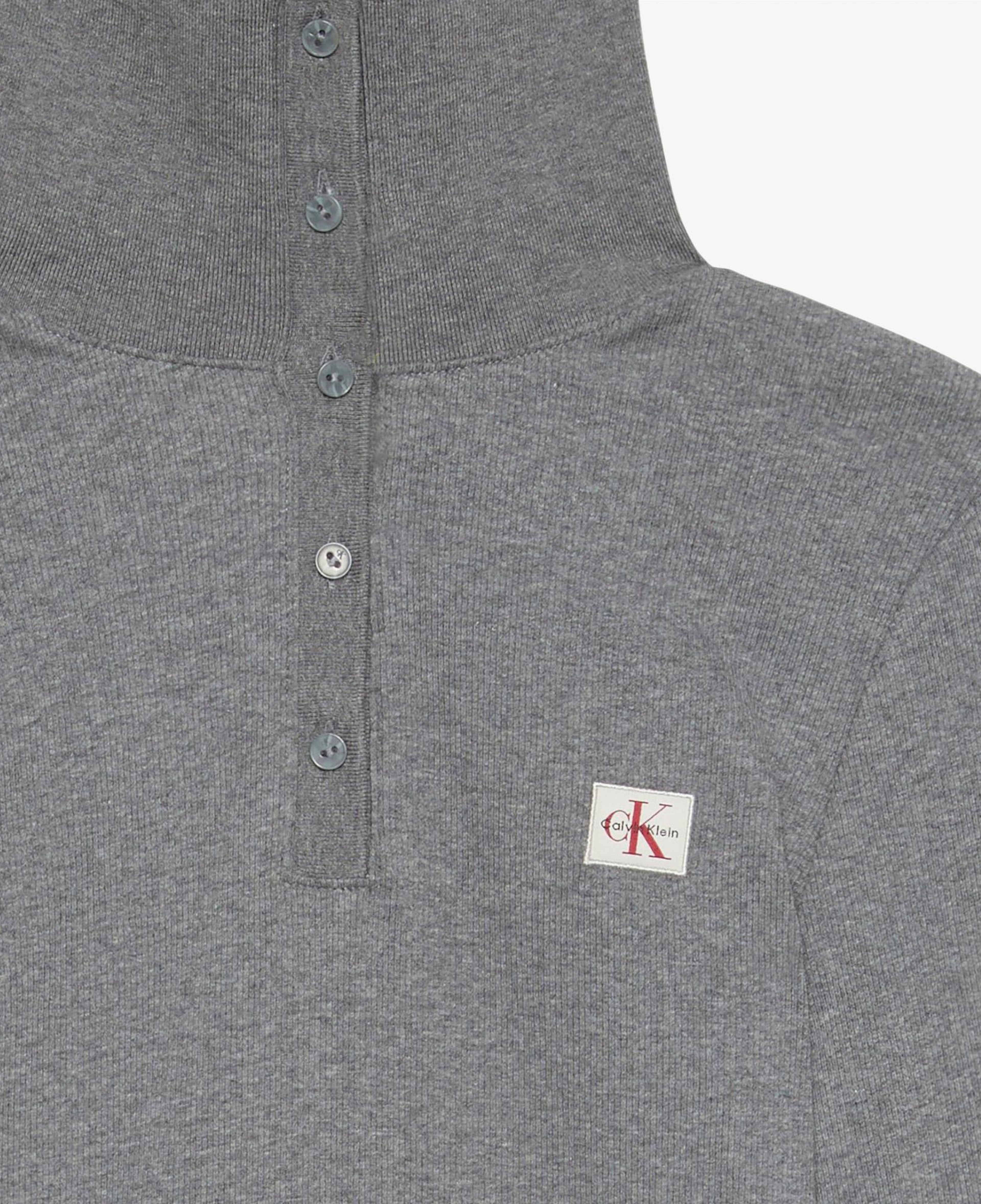Calvin Klein Woven Label Henley Kadın Gri T-Shirt
