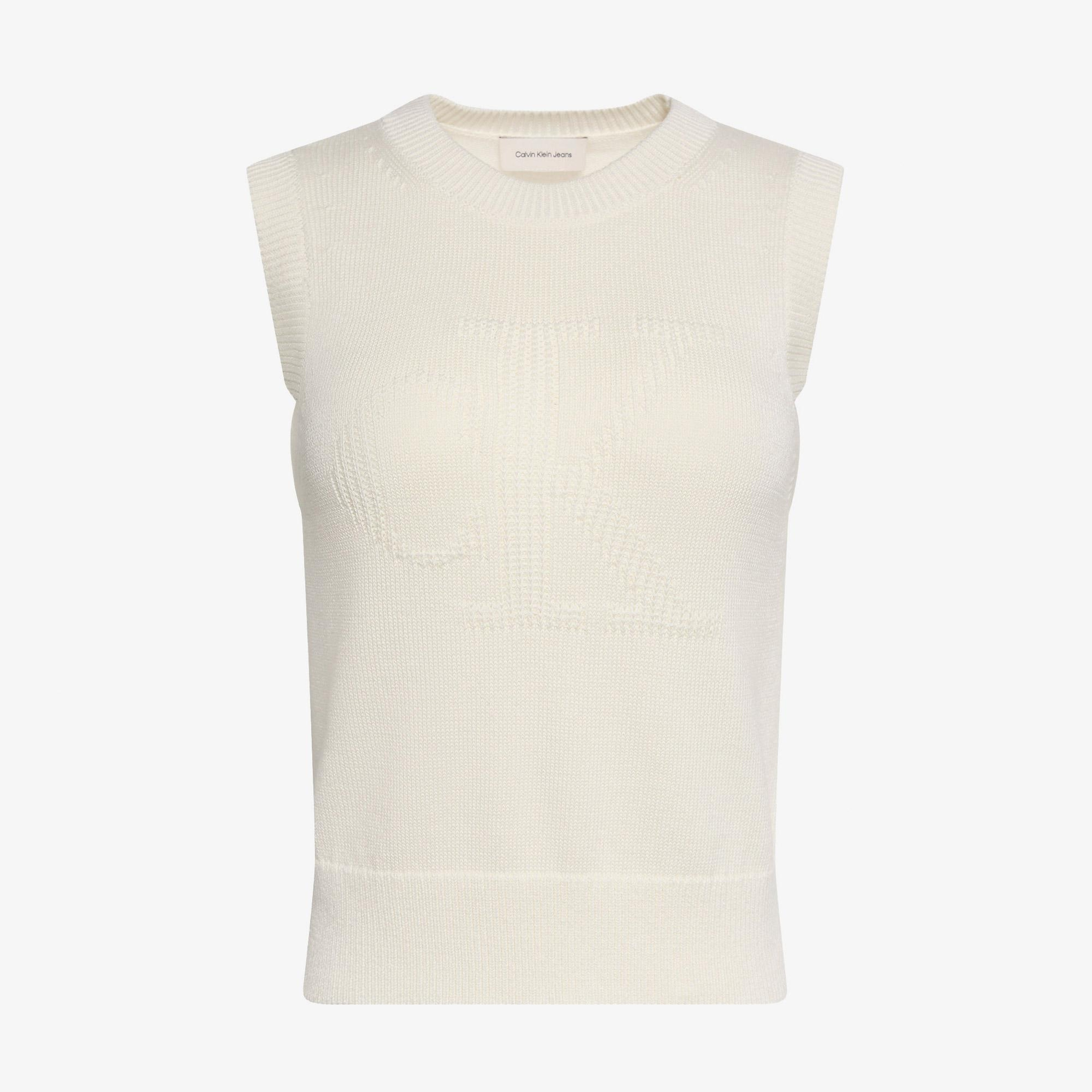 Calvin Klein Logo Tank Kadın Beyaz Triko