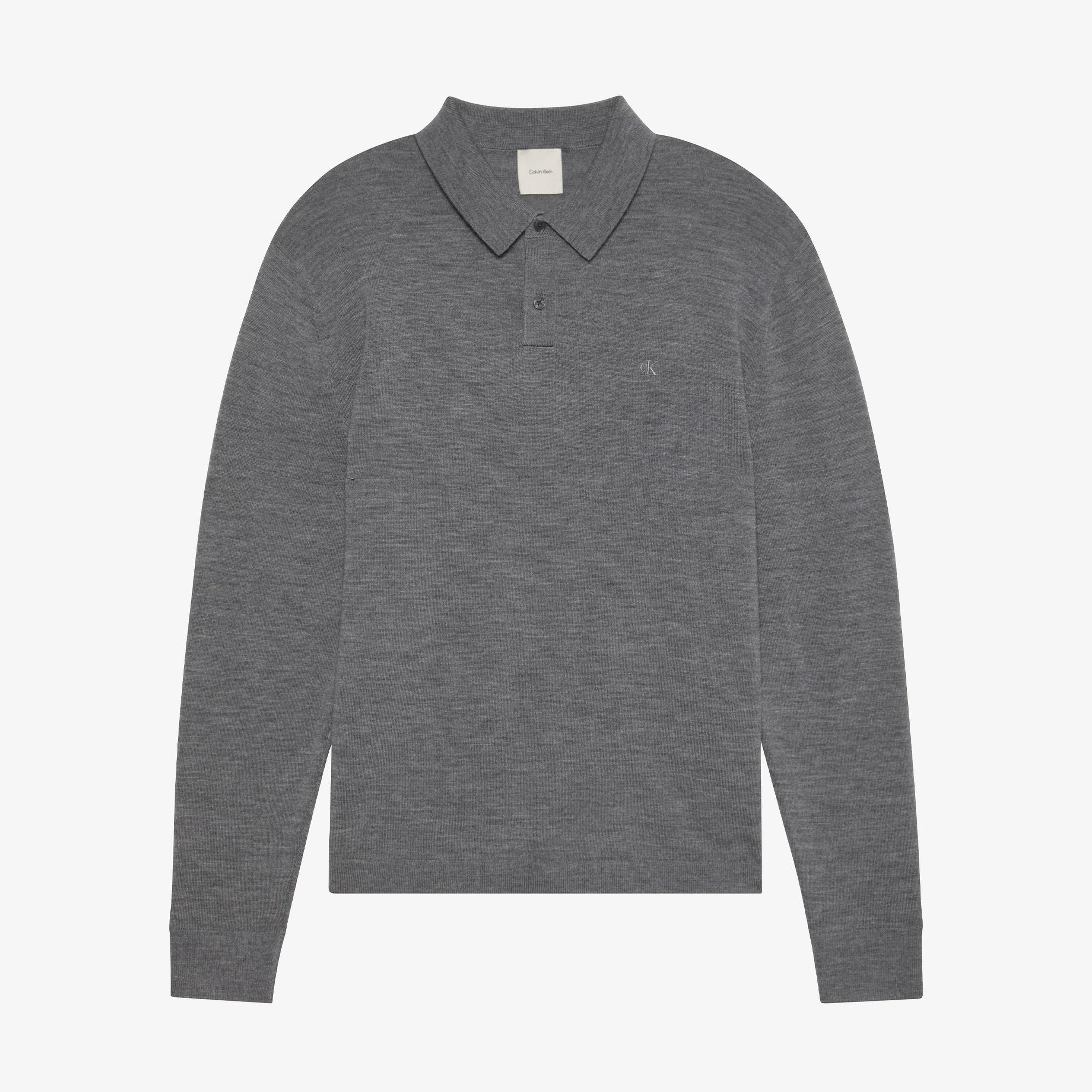 Calvin Klein Merino Erkek Gri Triko