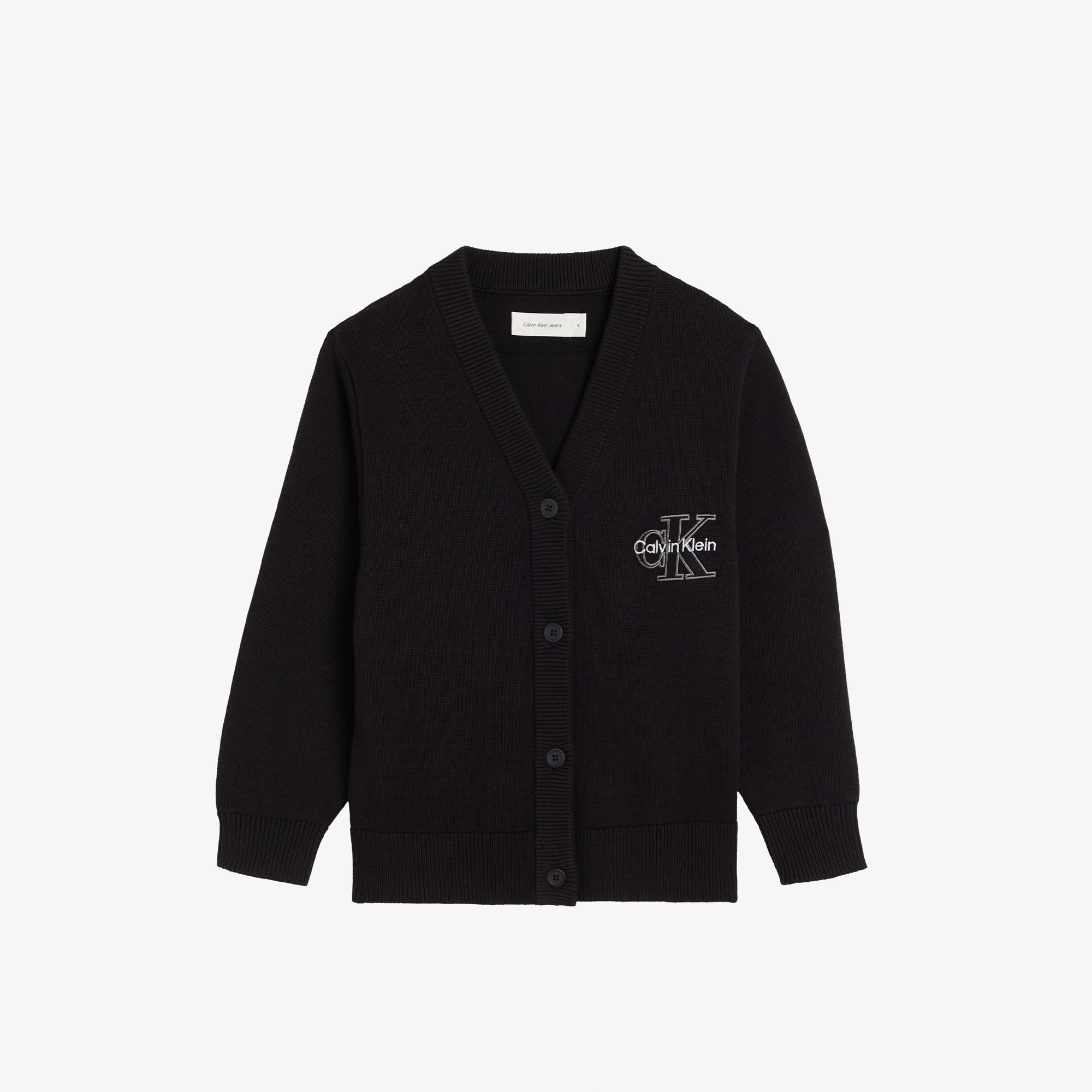 Calvin Klein Monologo Varsity Cardigan Çocuk Siyah Triko