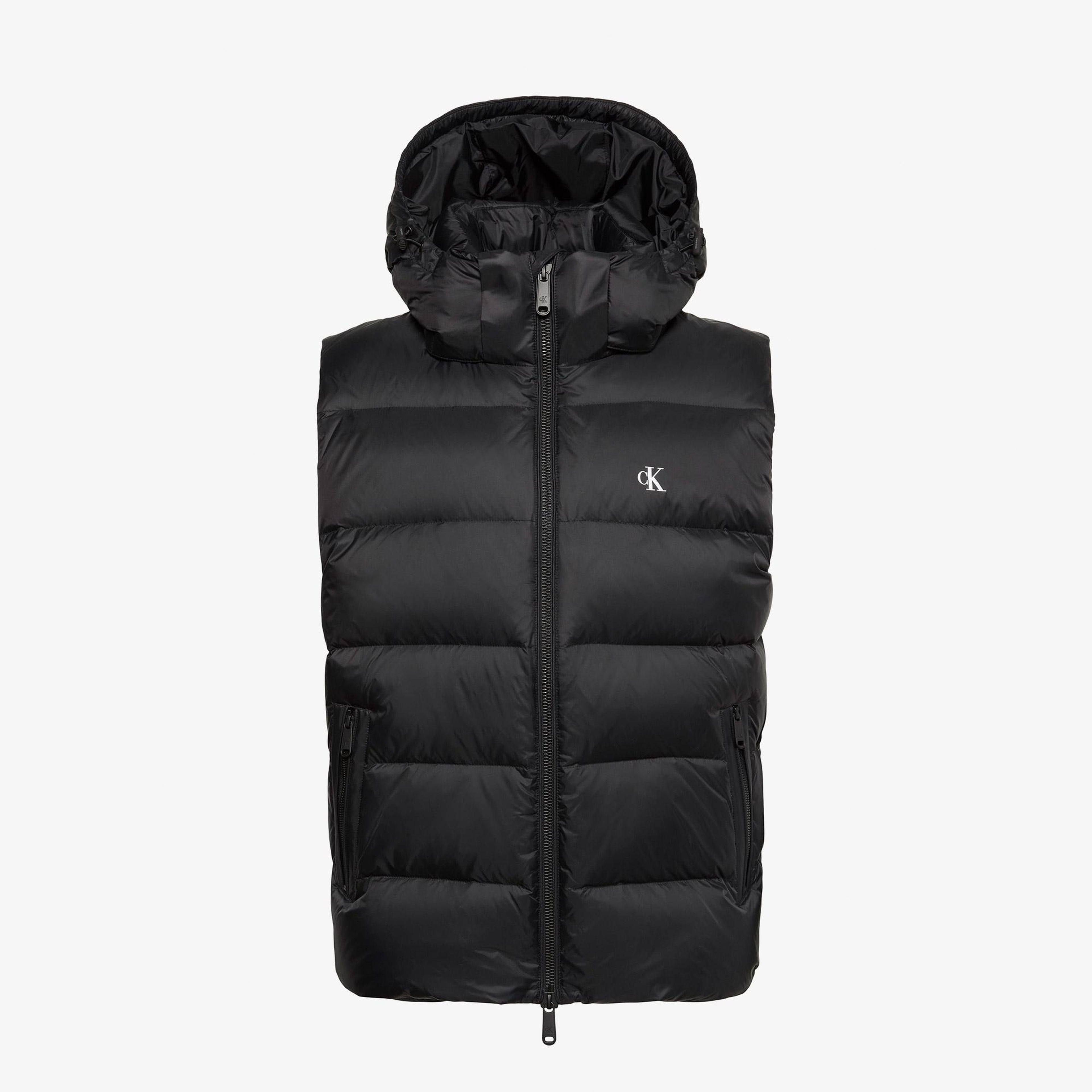 Calvin Klein Nylon Zip Off Down Puffer Erkek Siyah Yelek