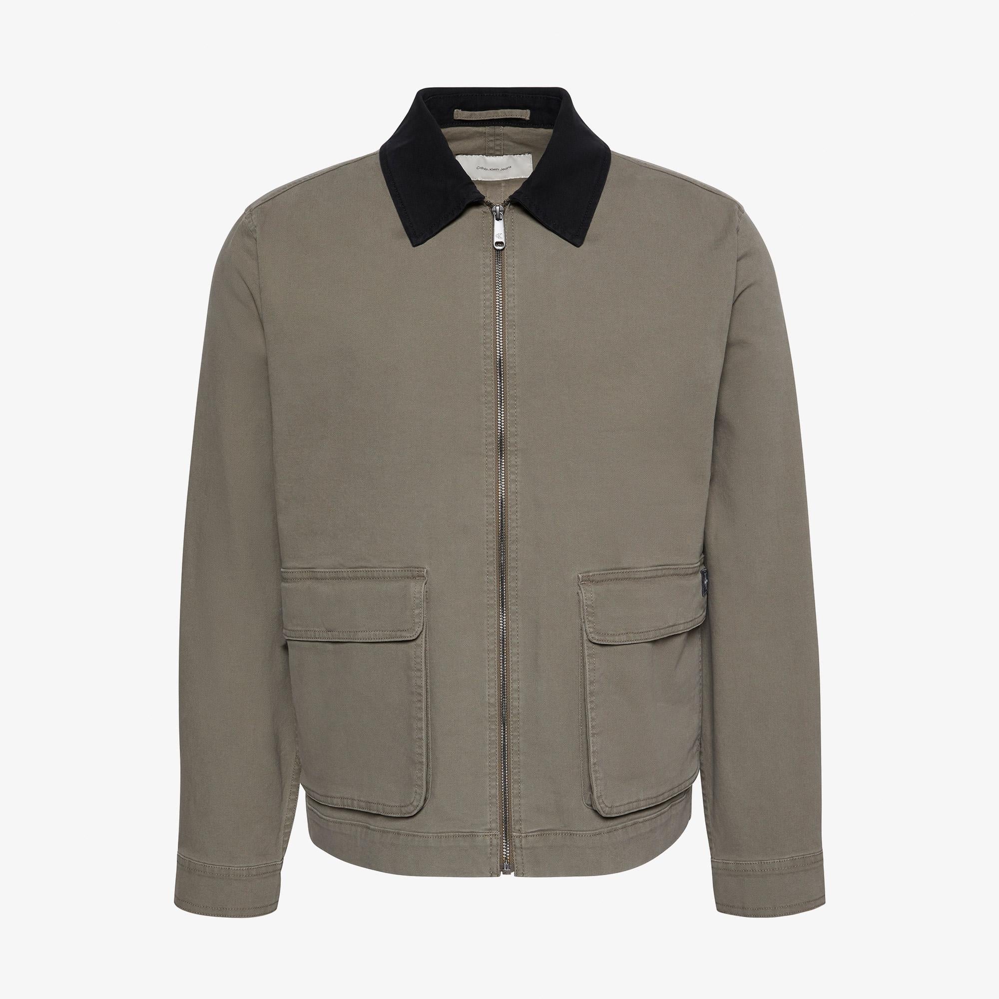 Calvin Klein Matty Canvas Contrast Collar Erkek Gri Ceket