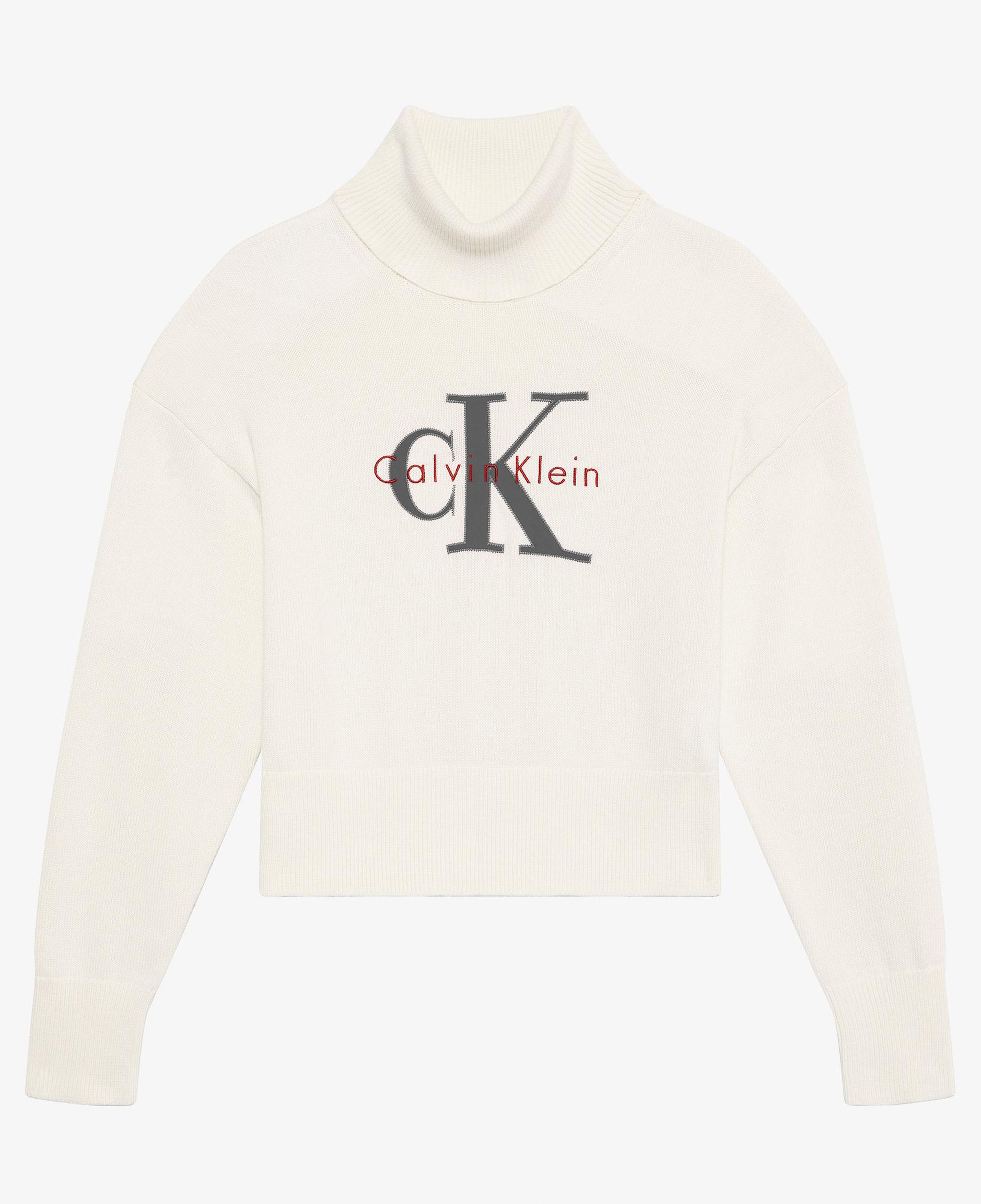 Calvin Klein Logo Pullover Kadın Beyaz Triko