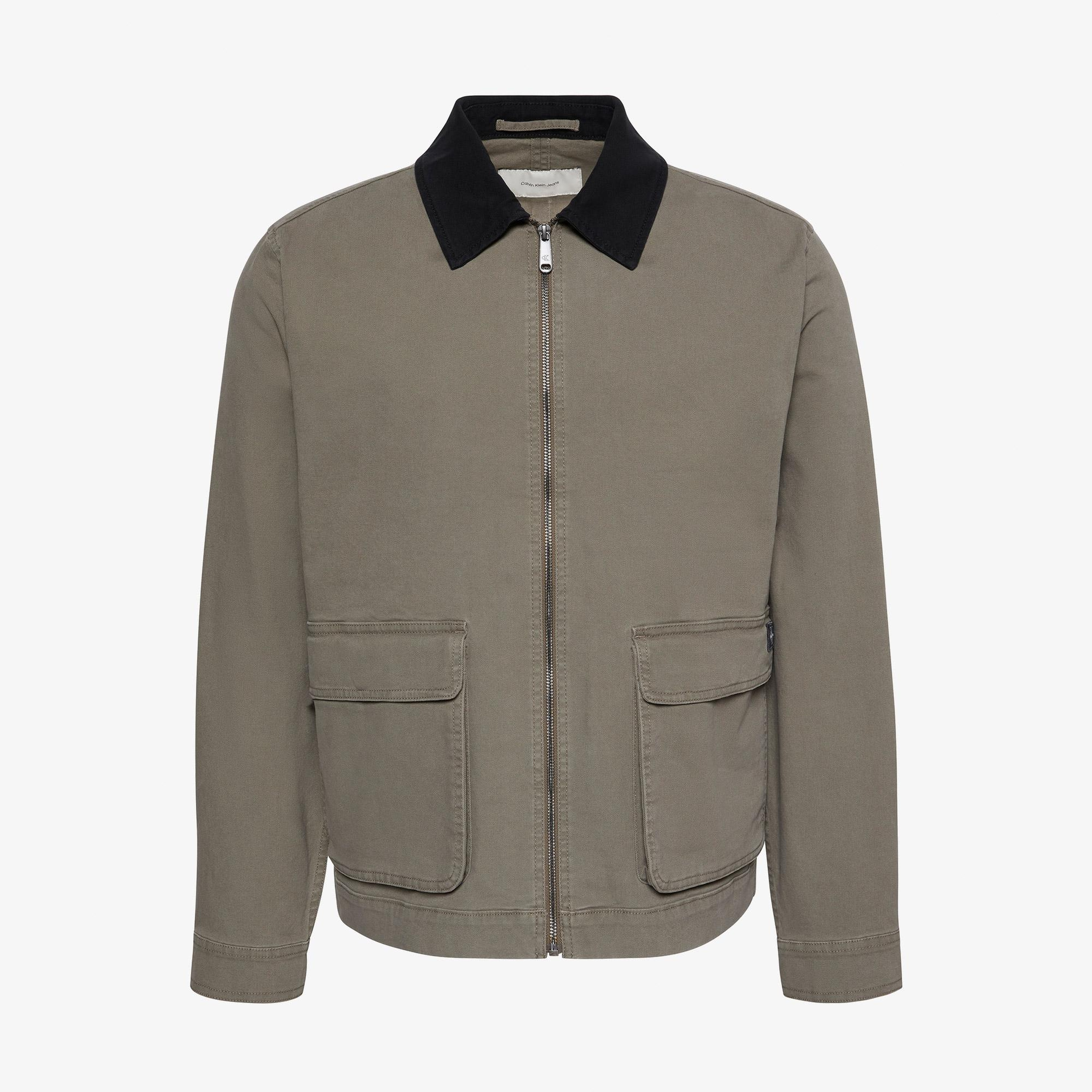 Calvin Klein Matty Canvas Contrast Collar Erkek Gri Ceket