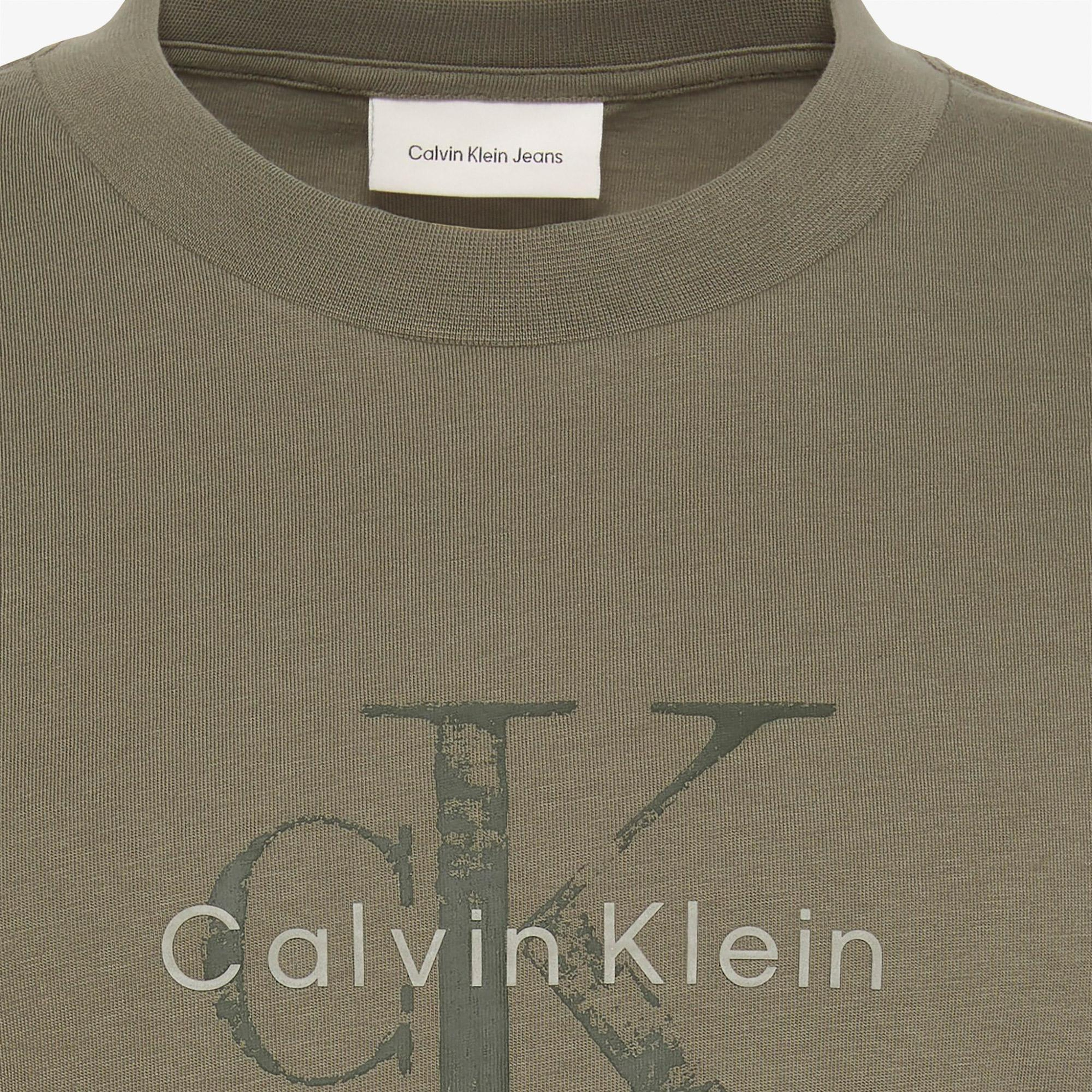 Calvin Klein 20S Distressd Monologo Graphic Erkek Bej T-Shirt
