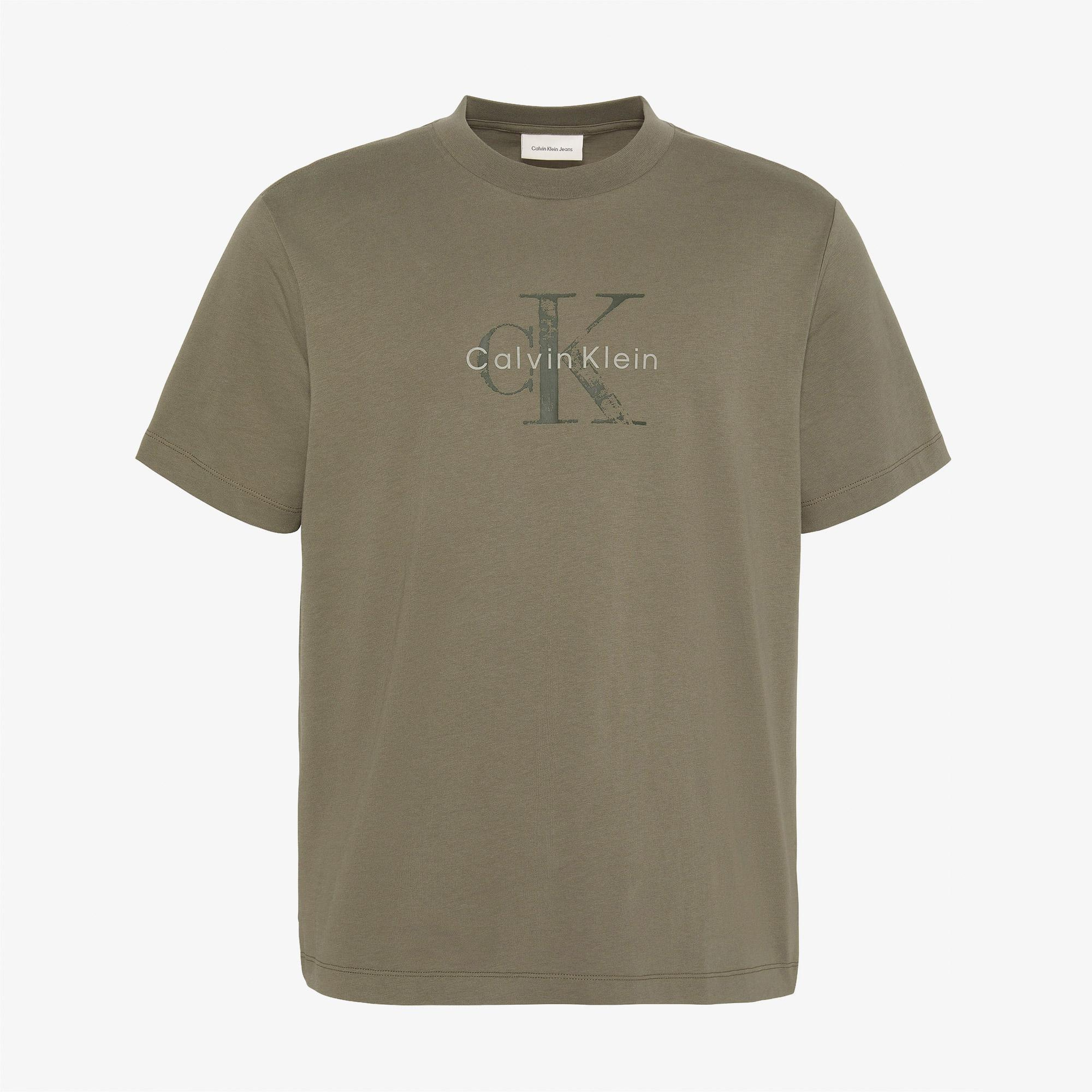 Calvin Klein 20S Distressd Monologo Graphic Erkek Bej T-Shirt