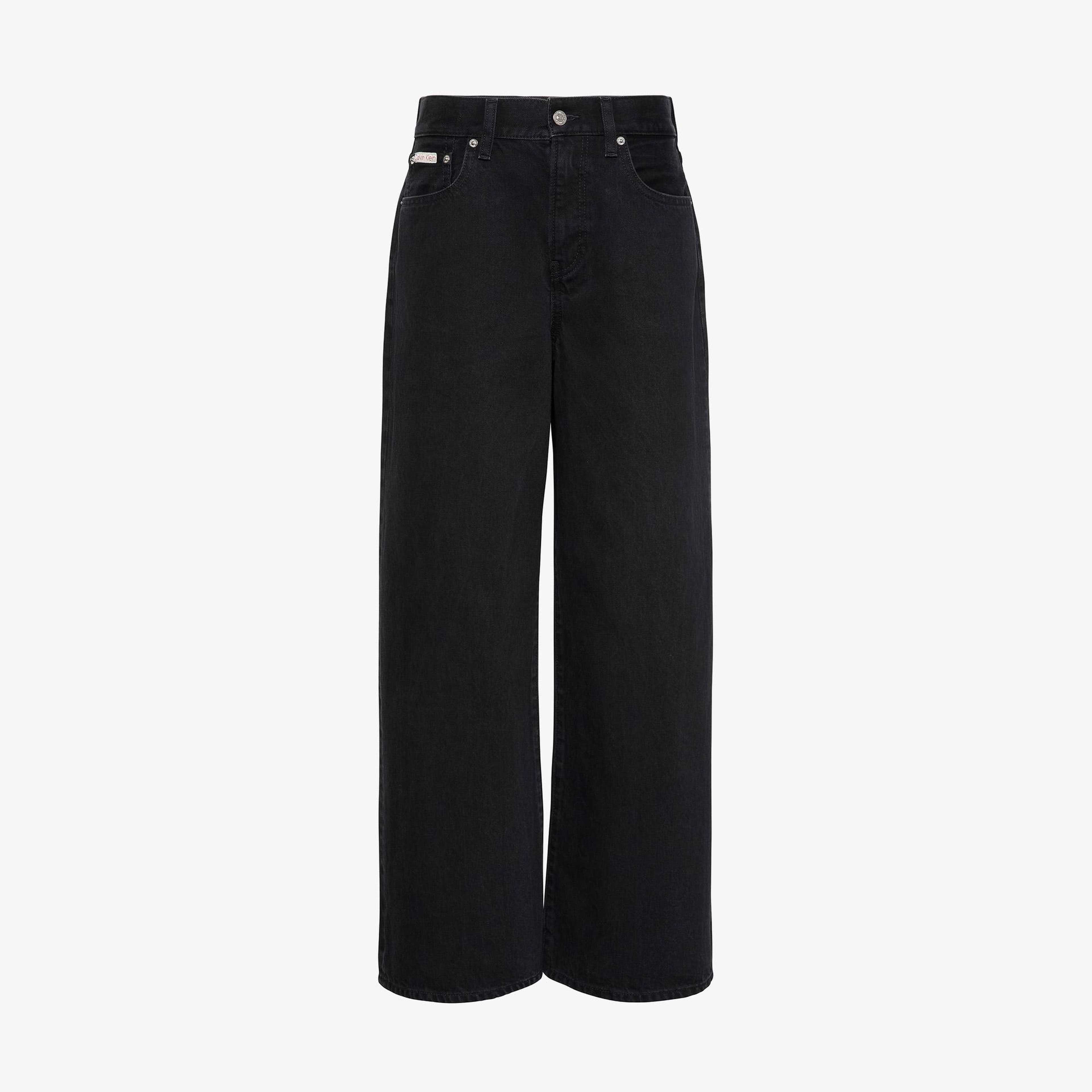 Calvin Klein The Wide Leg Worn Black Kadın Siyah Jean