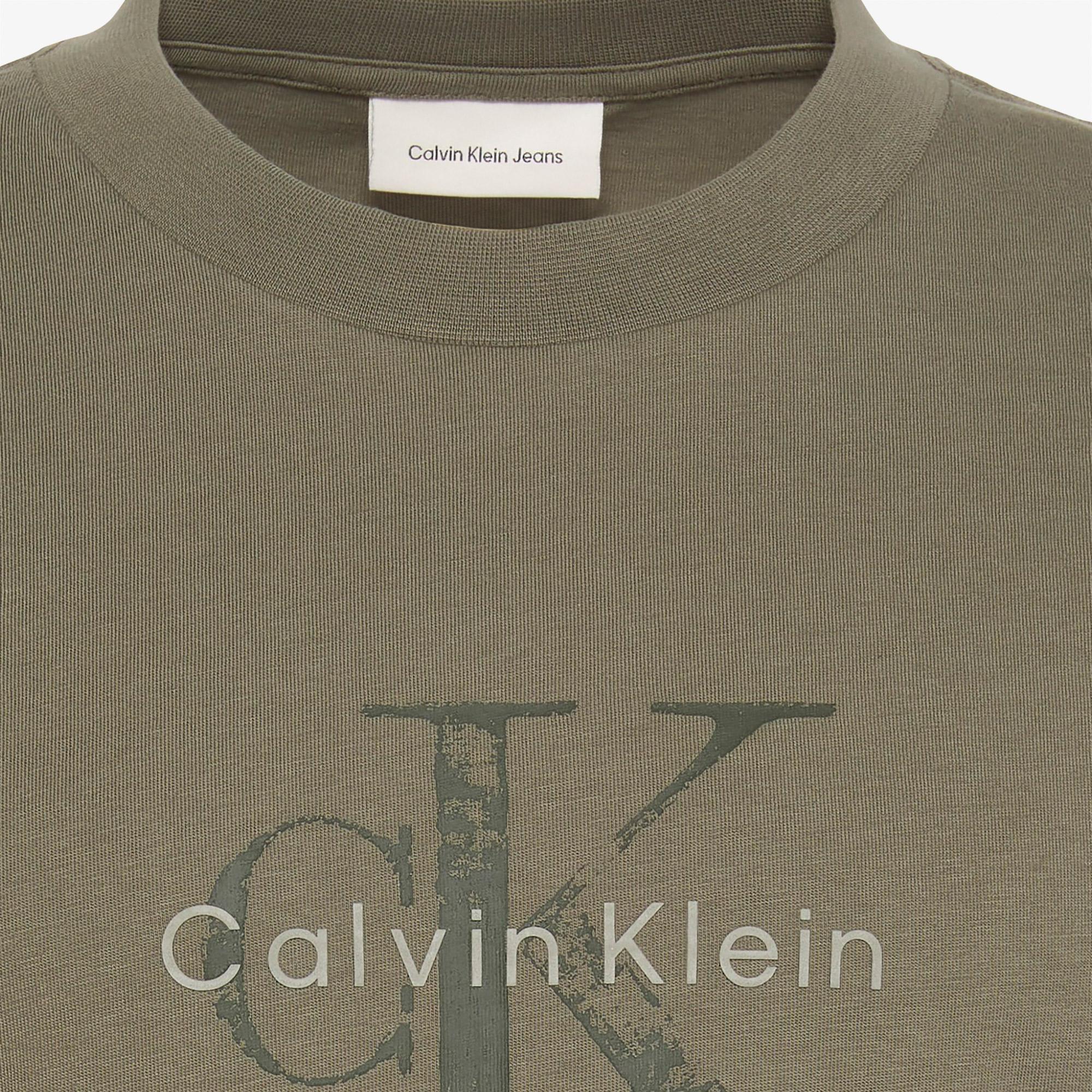Calvin Klein 20S Distressd Monologo Graphic Erkek Bej T-Shirt