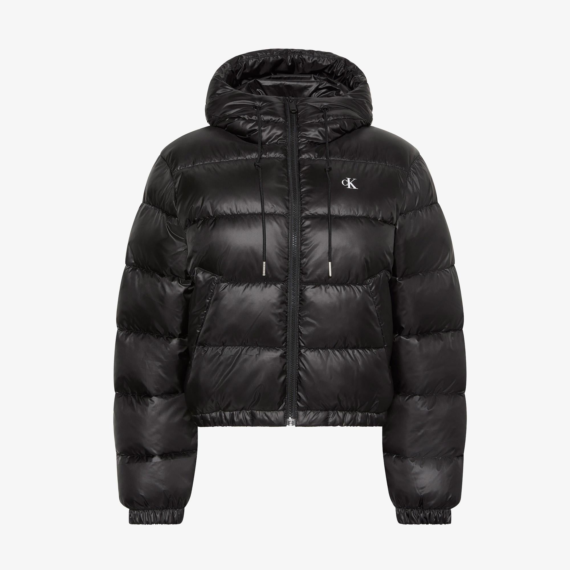 Calvin Klein Short Logo Puffer Kadın Siyah Ceket