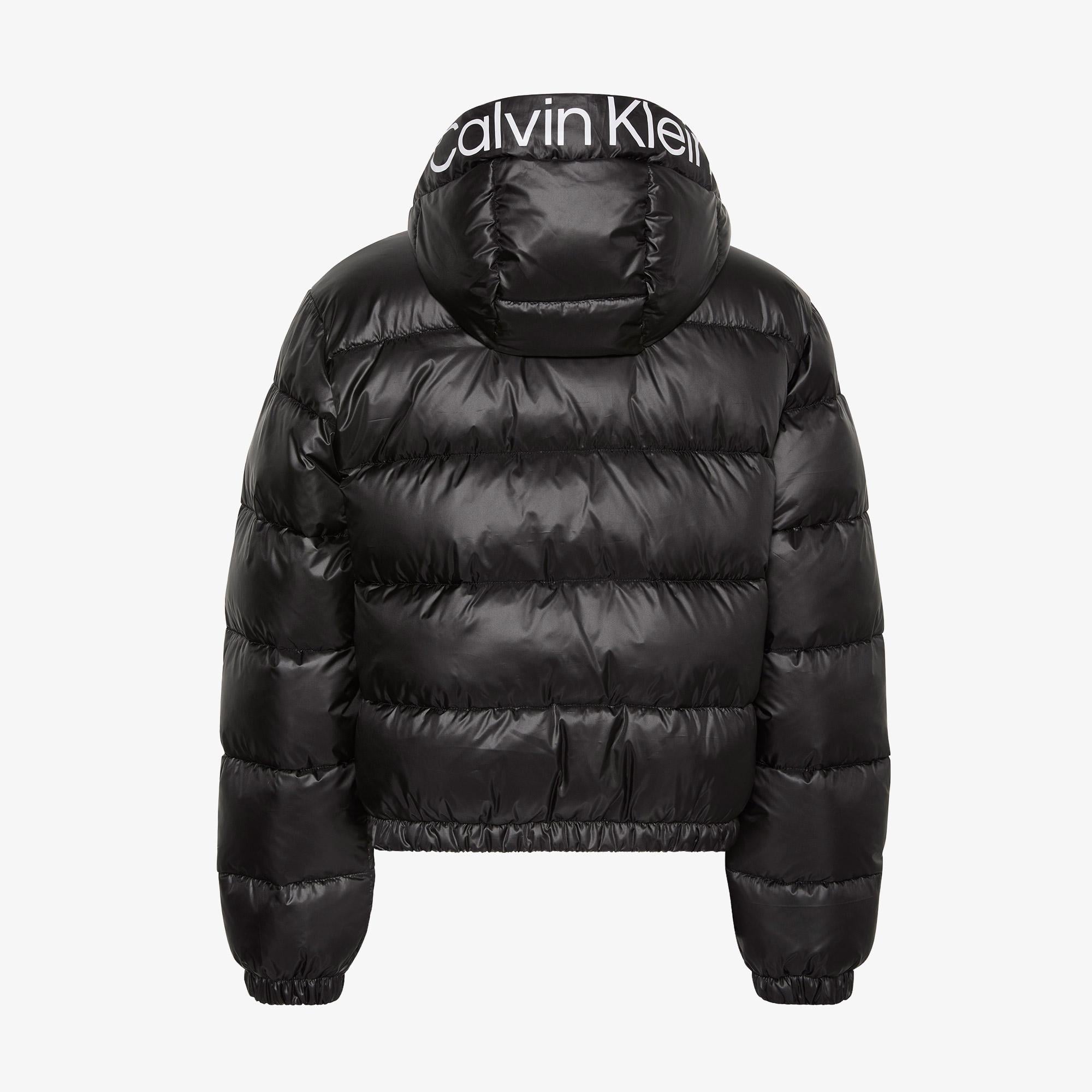 Calvin Klein Short Logo Puffer Kadın Siyah Ceket