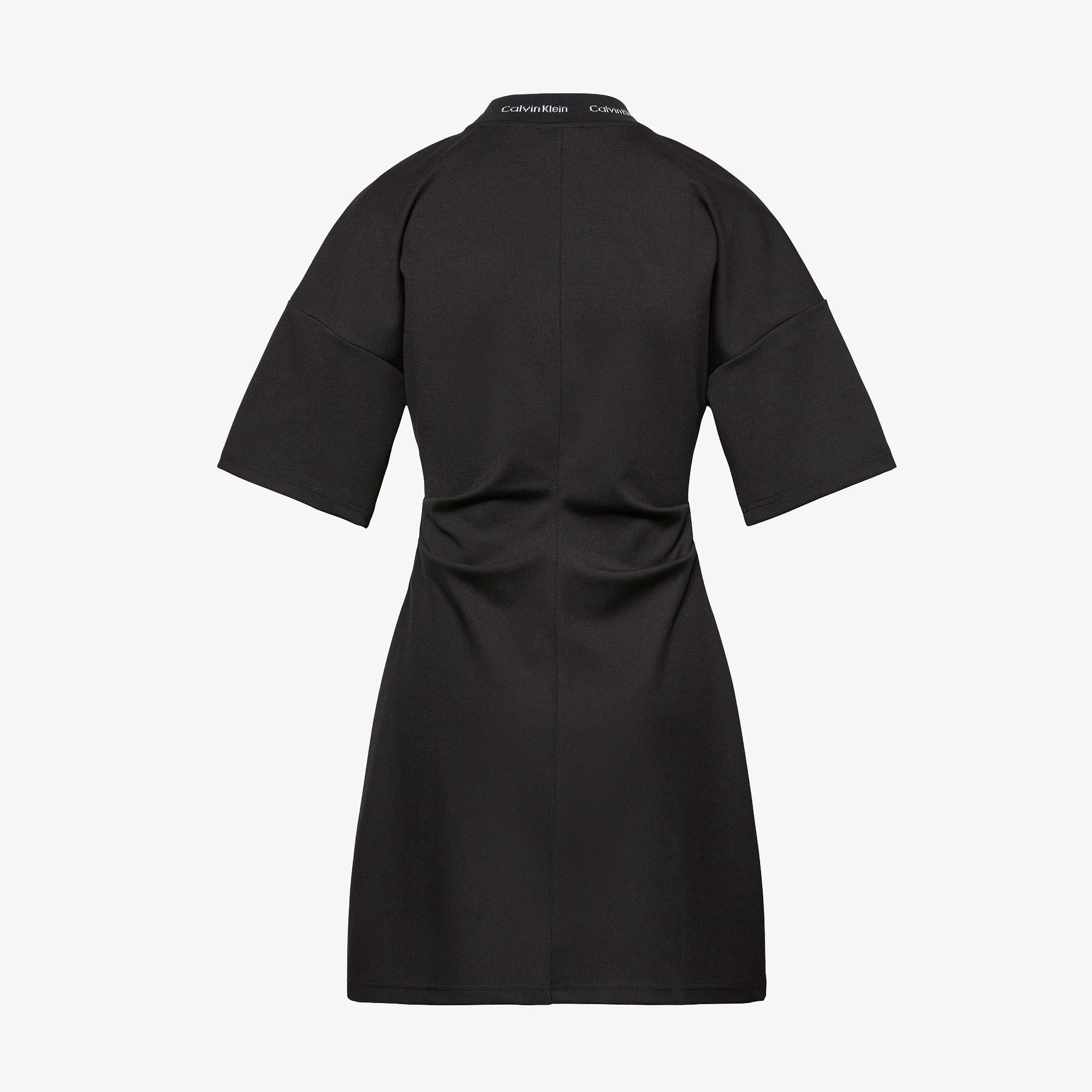 Calvin Klein Logo Rib Interlock Kadın Siyah Elbise