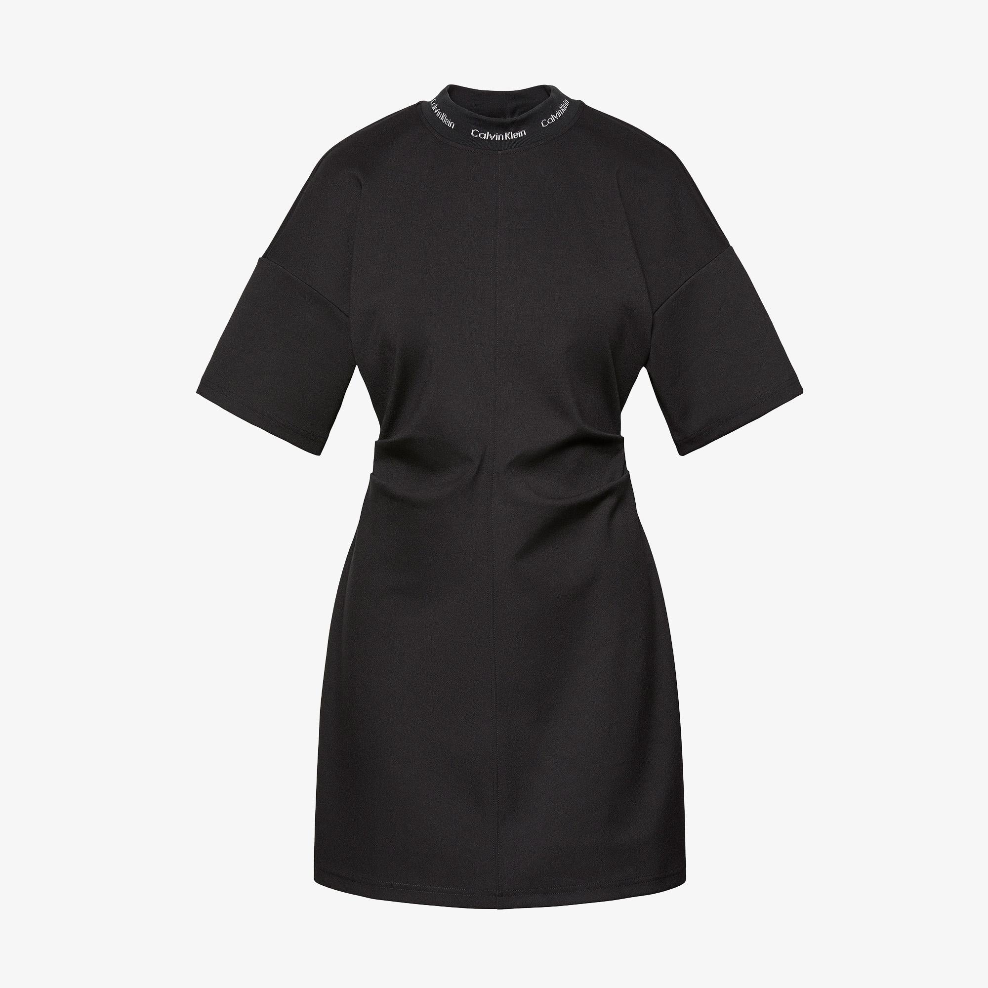 Calvin Klein Logo Rib Interlock Kadın Siyah Elbise