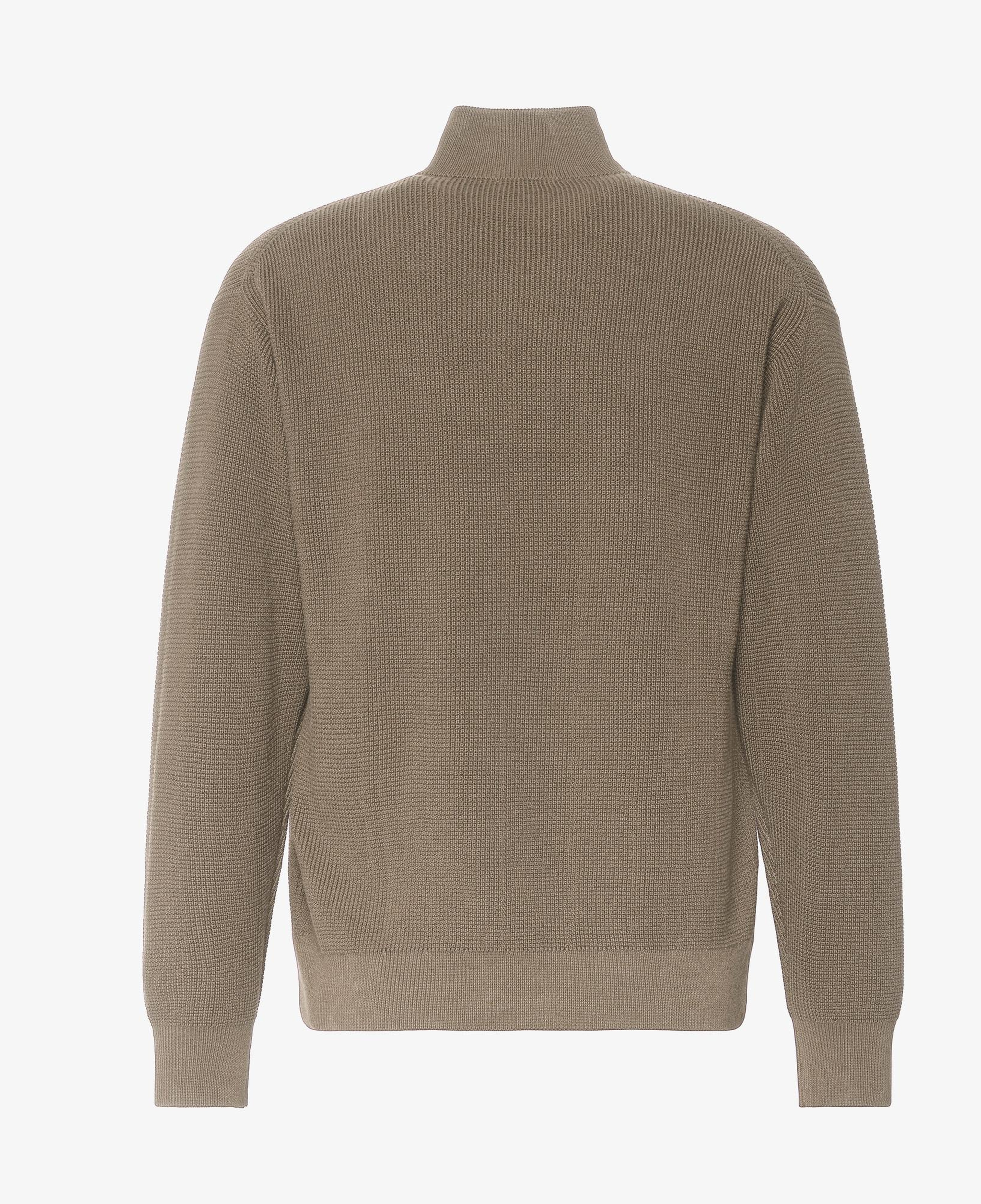 Calvin Klein Classic Cotton Wfle QZip Erkek Kahverengi Triko