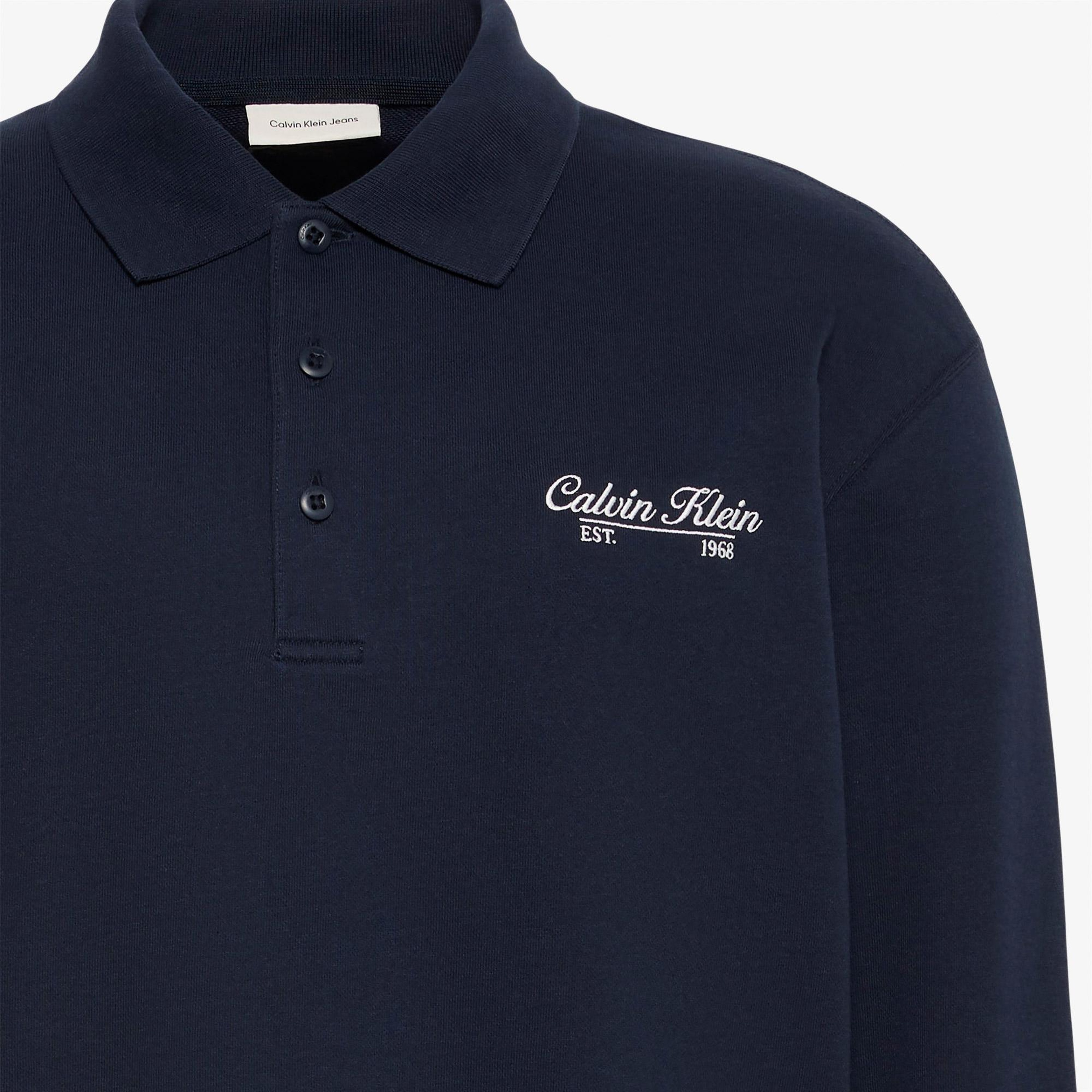Calvin Klein Gsm Terry Pıped Erkek Mavi Sweatshirt