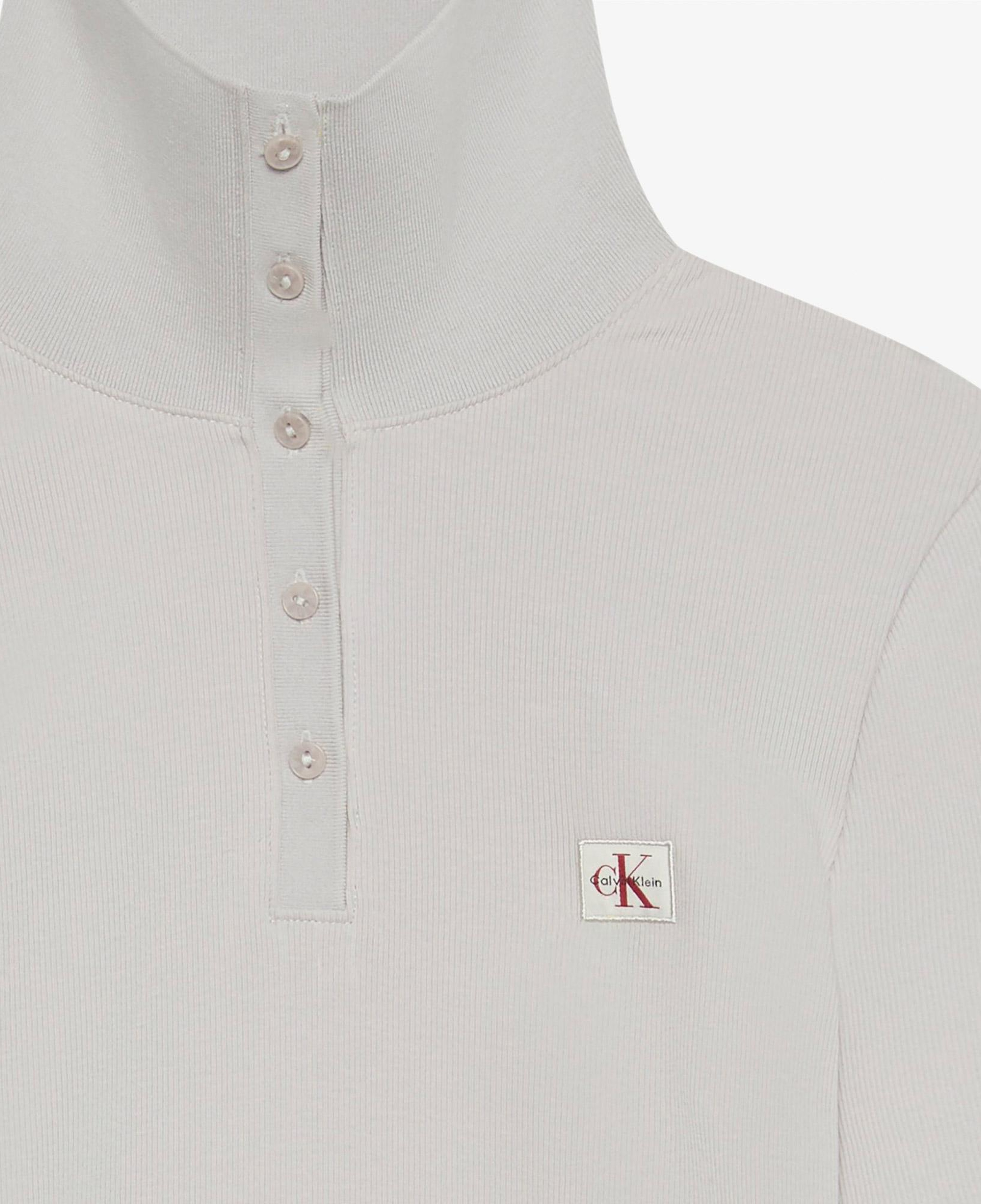 Calvin Klein Woven Label Henley Kadın Gri T-Shirt