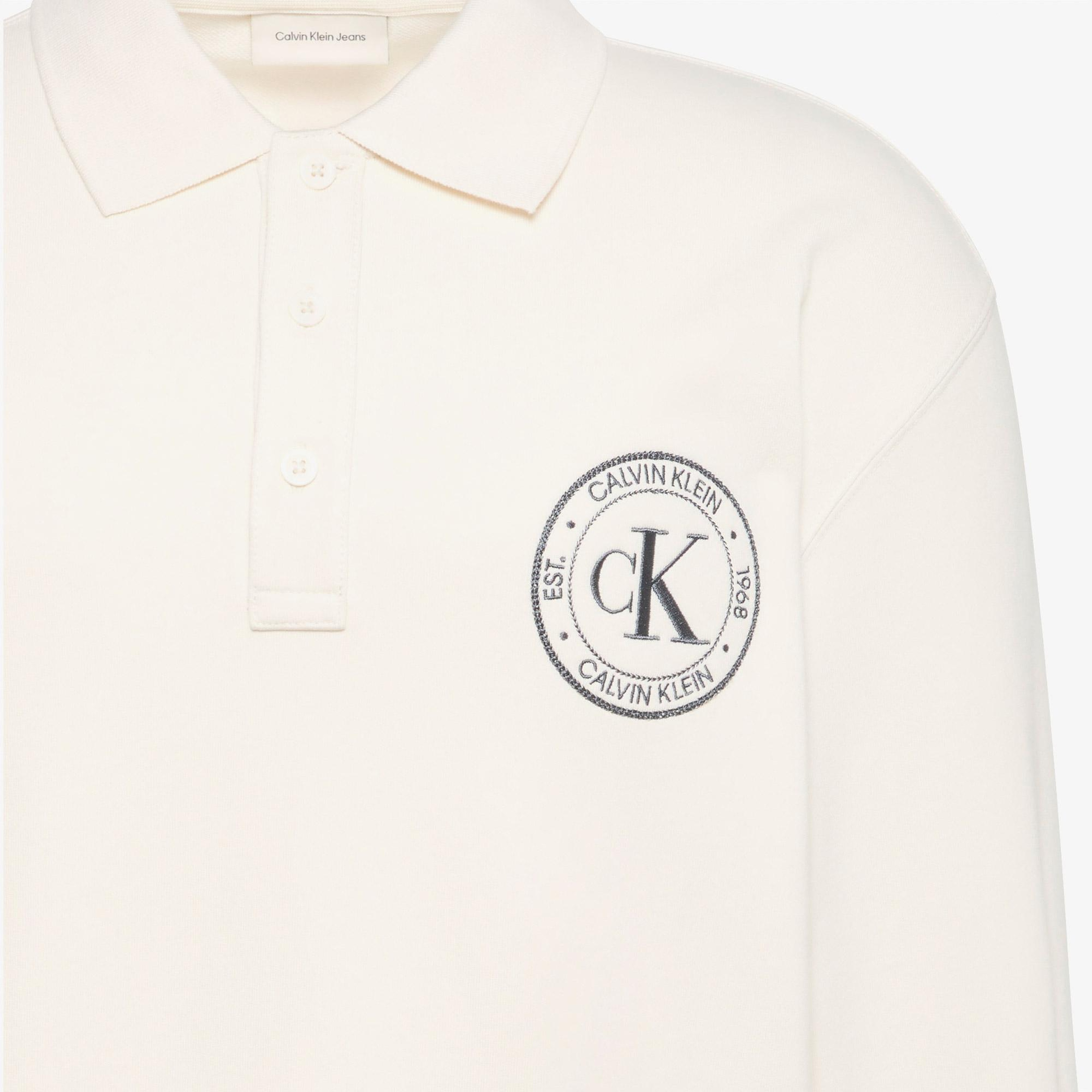 Calvin Klein Terry Graphic Erkek Beyaz Sweatshirt