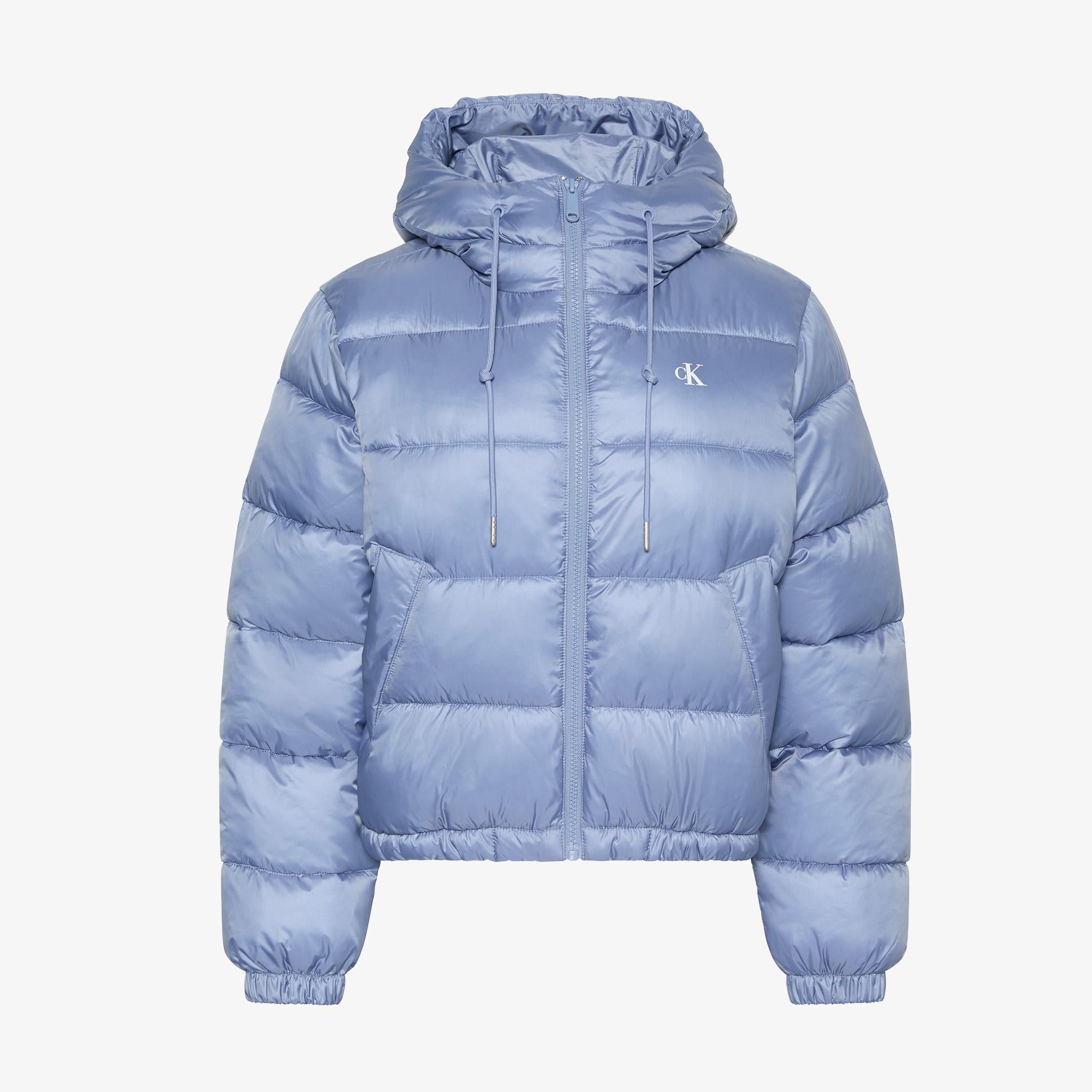 Calvin Klein Short Logo Puffer Kadın Mavi Ceket
