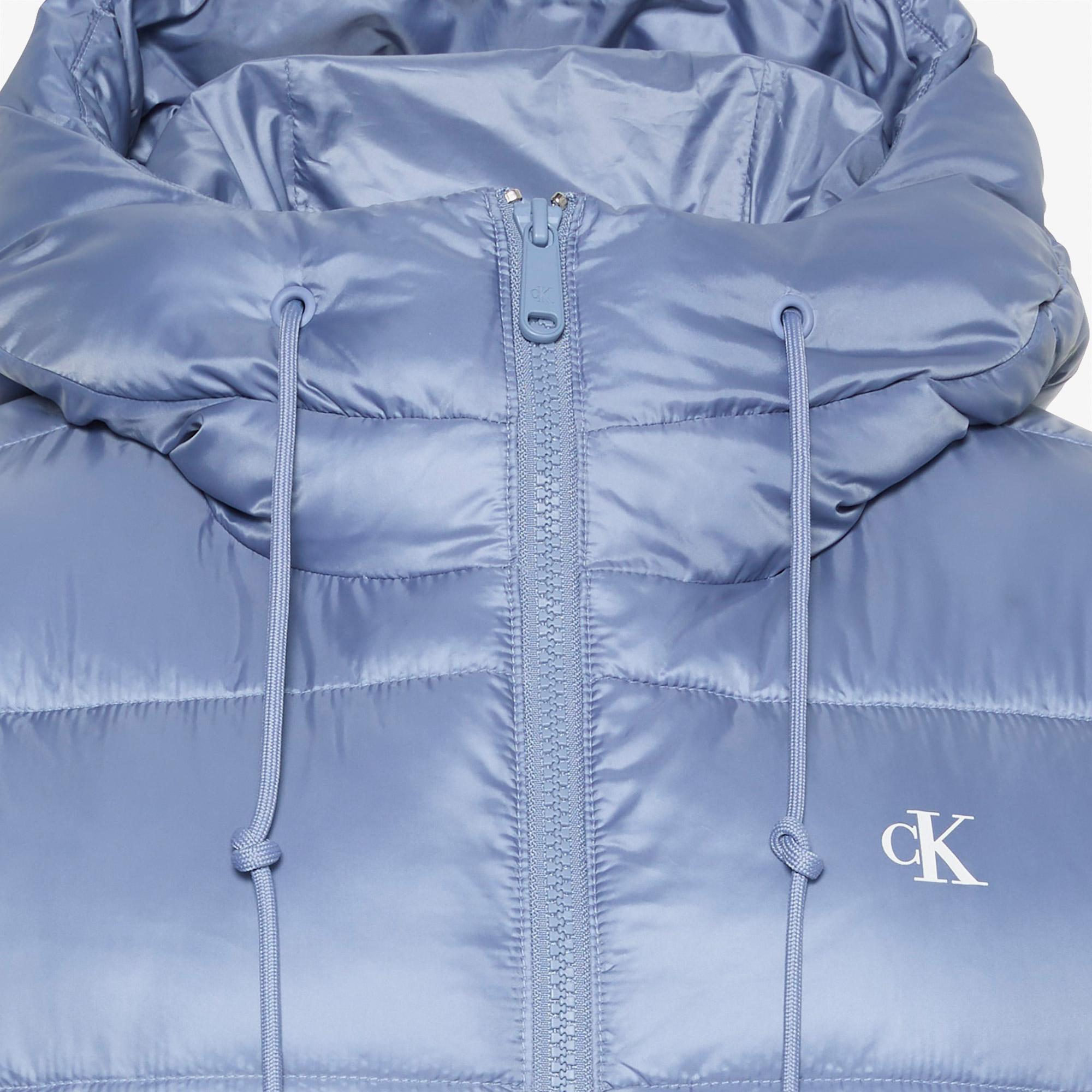 Calvin Klein Short Logo Puffer Kadın Mavi Ceket
