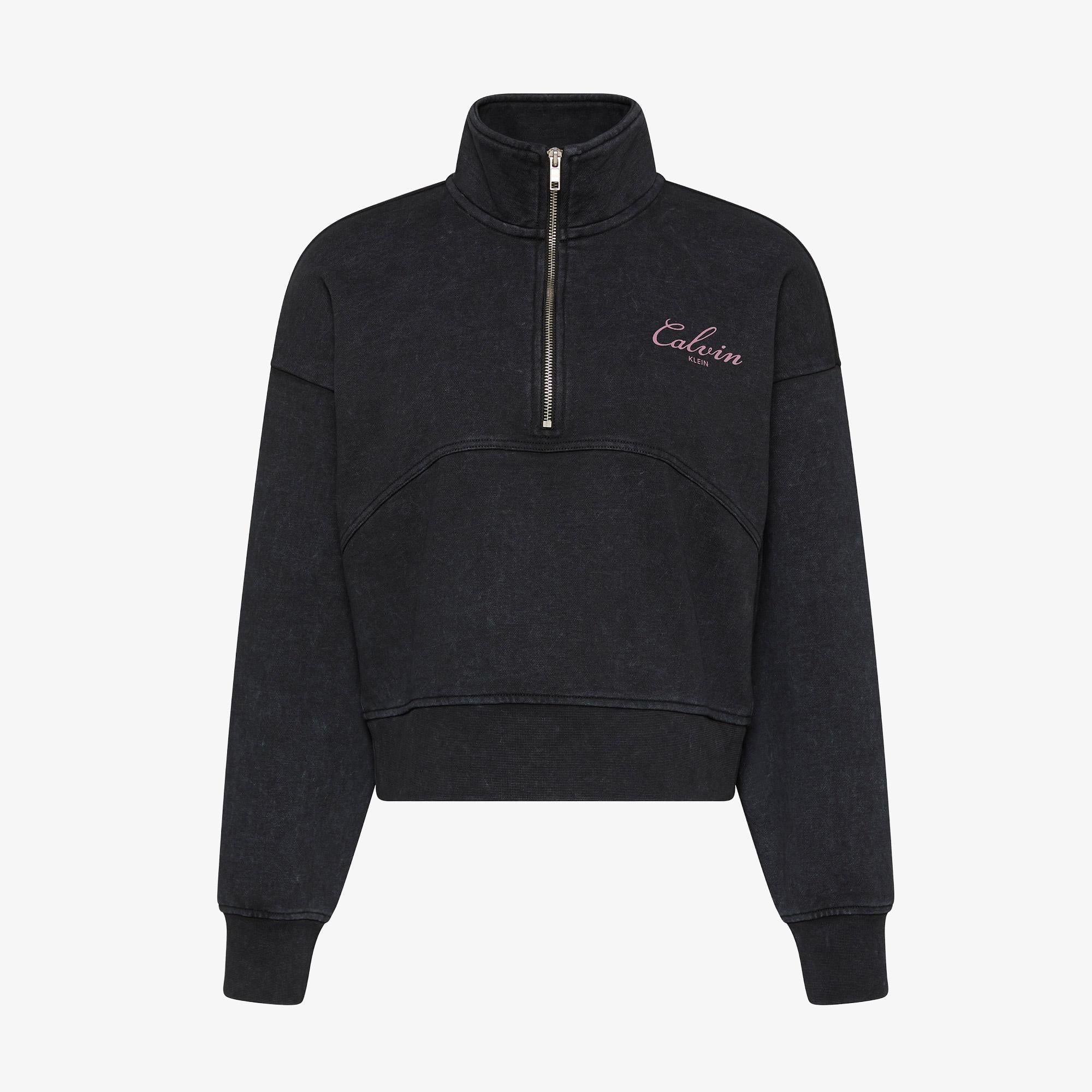 Calvin Klein French Terry Indigo Wash Kadın Siyah Sweatshirt