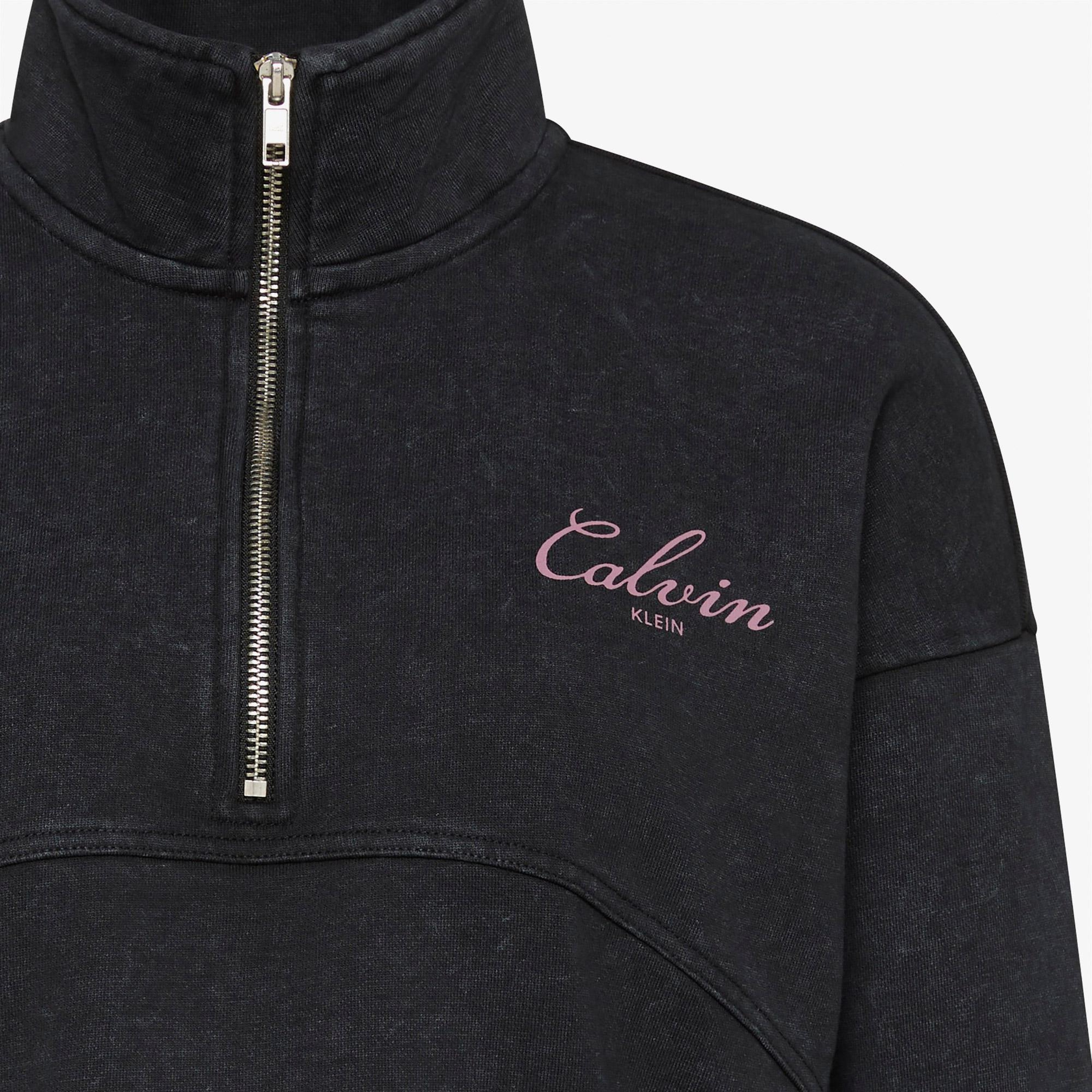 Calvin Klein French Terry Indigo Wash Kadın Siyah Sweatshirt