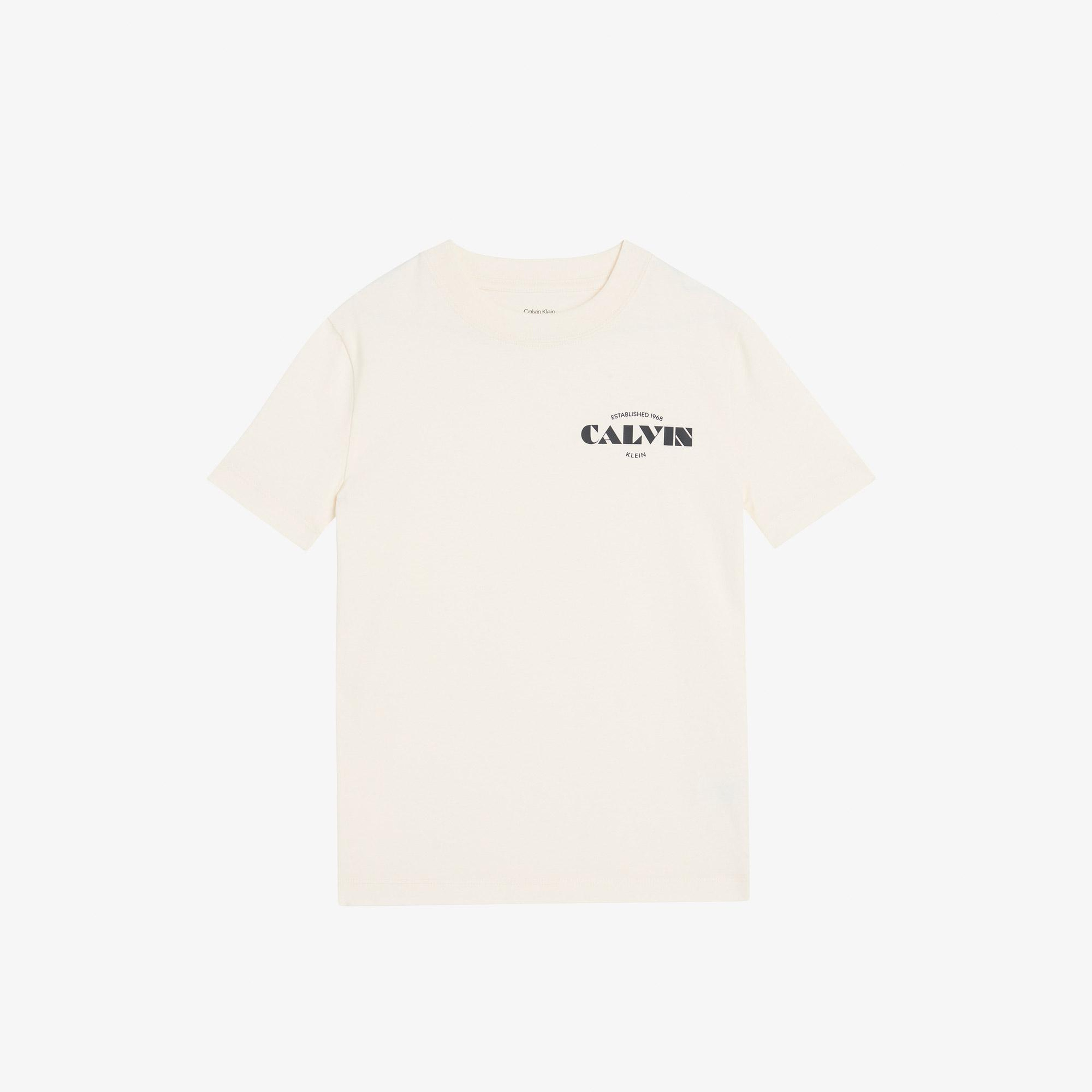 Calvin Klein Small Chest Print Çocuk Beyaz T-Shirt