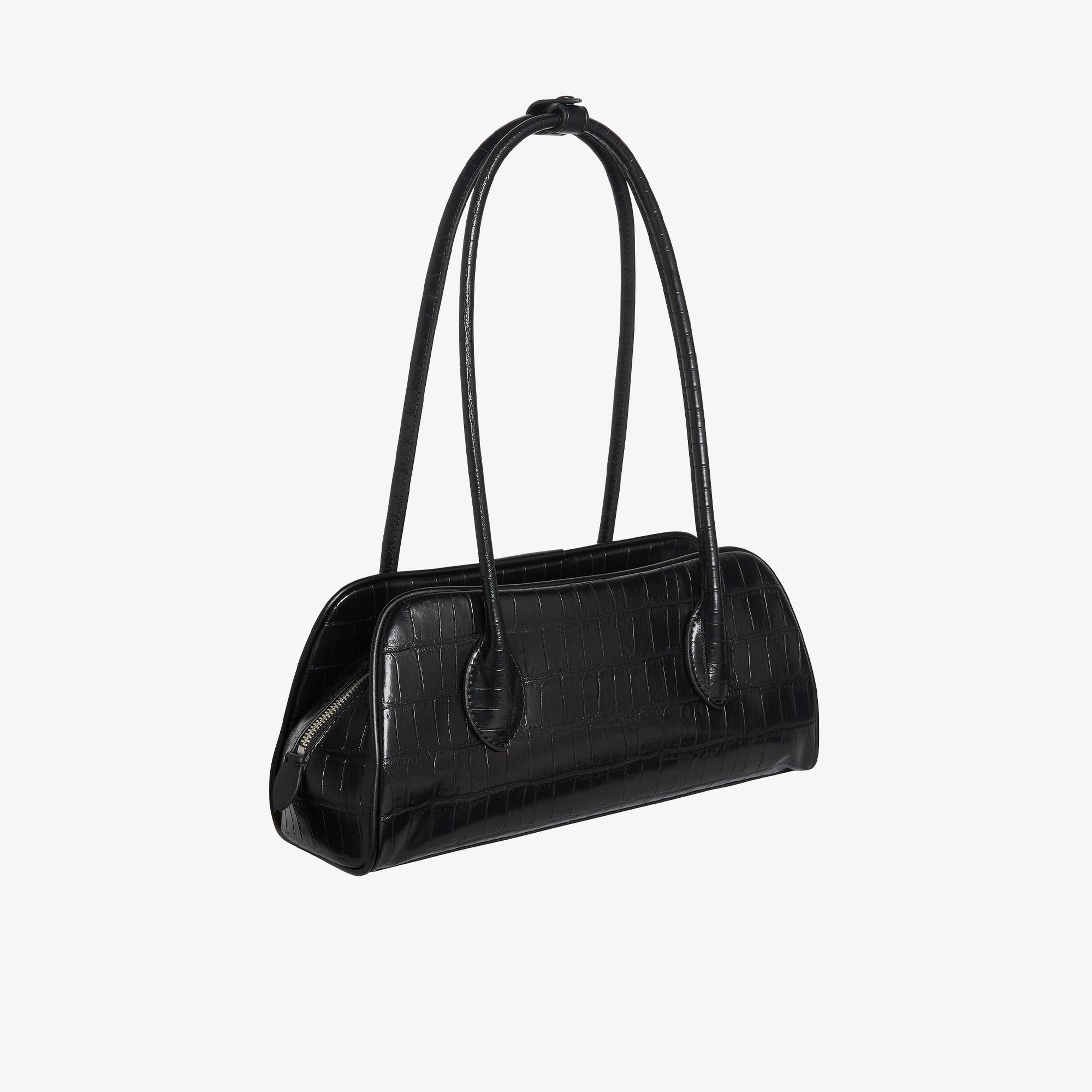Calvin Klein Emblem Trio Croco Kadın Siyah Omuz Çantası