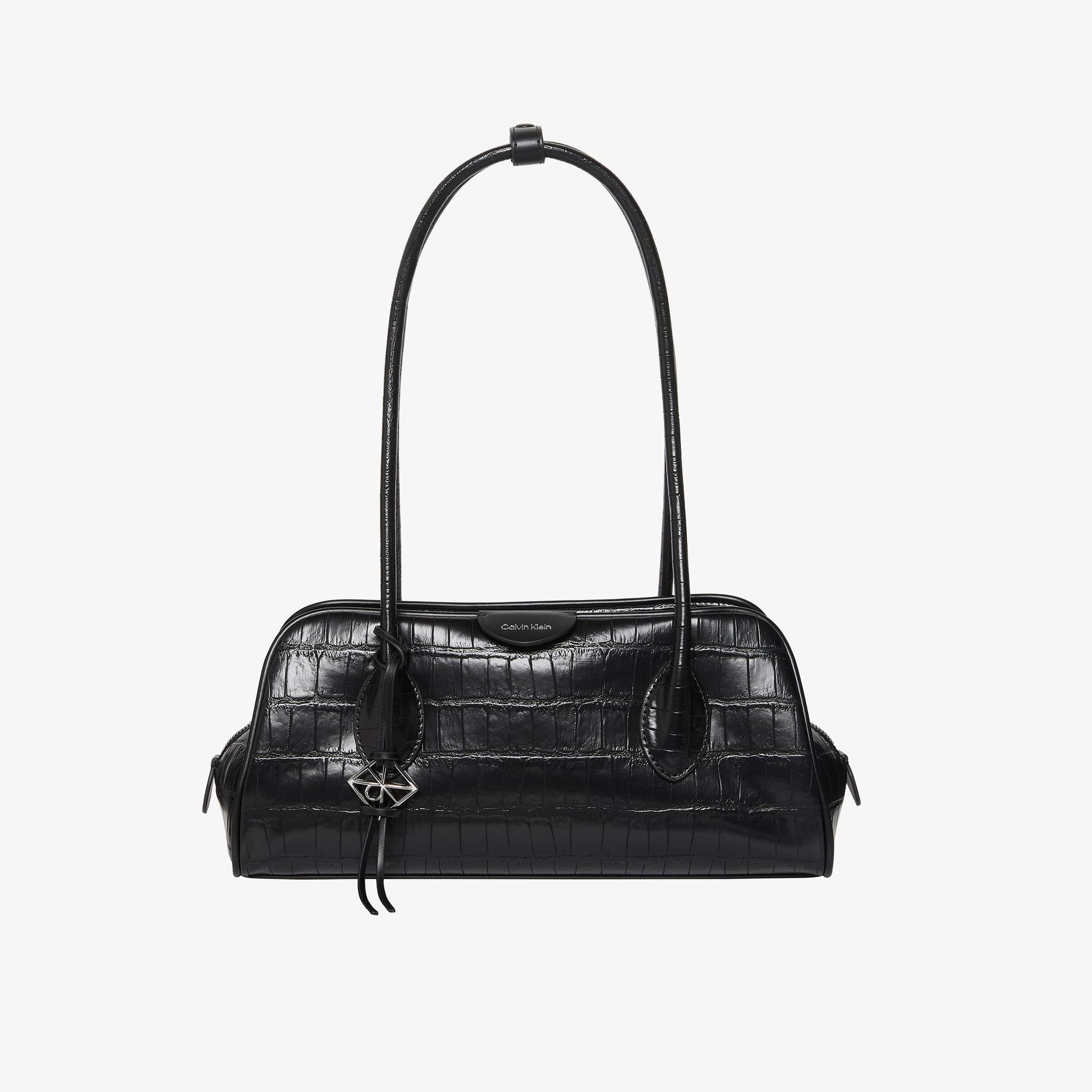 Calvin Klein Emblem Trio Croco Kadın Siyah Omuz Çantası