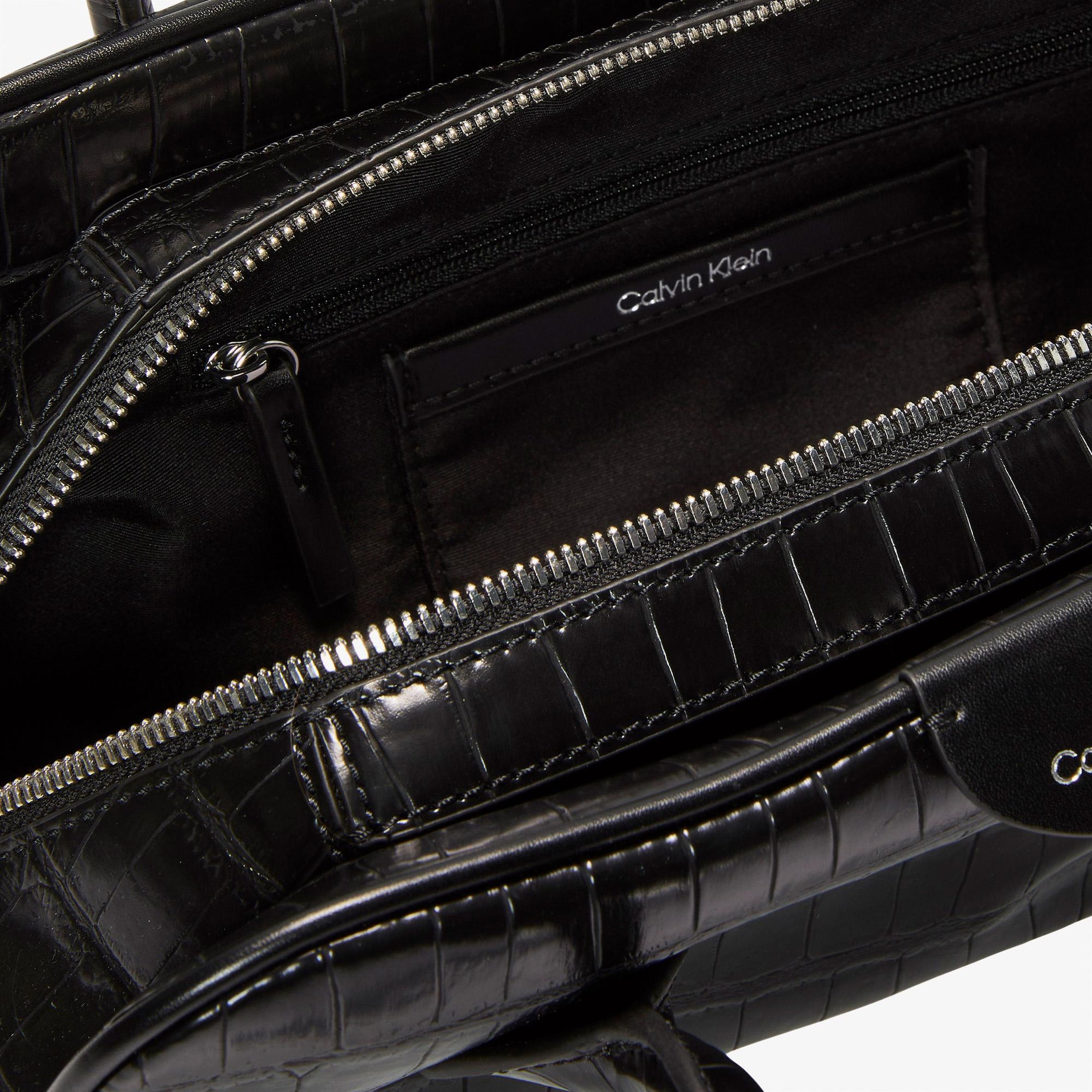 Calvin Klein Emblem Trio Croco Kadın Siyah Omuz Çantası