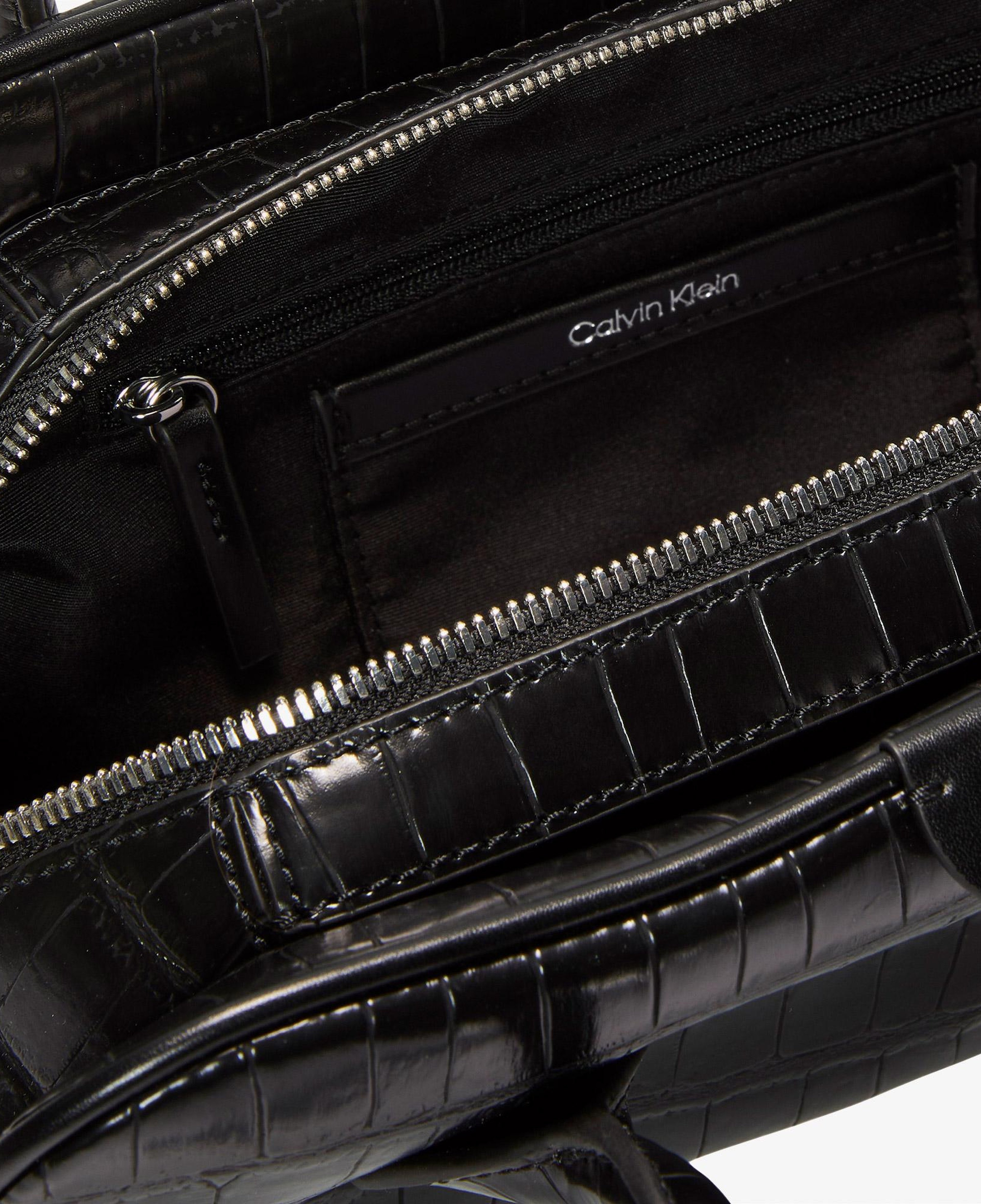Calvin Klein Emblem Trio Croco Kadın Siyah Omuz Çantası