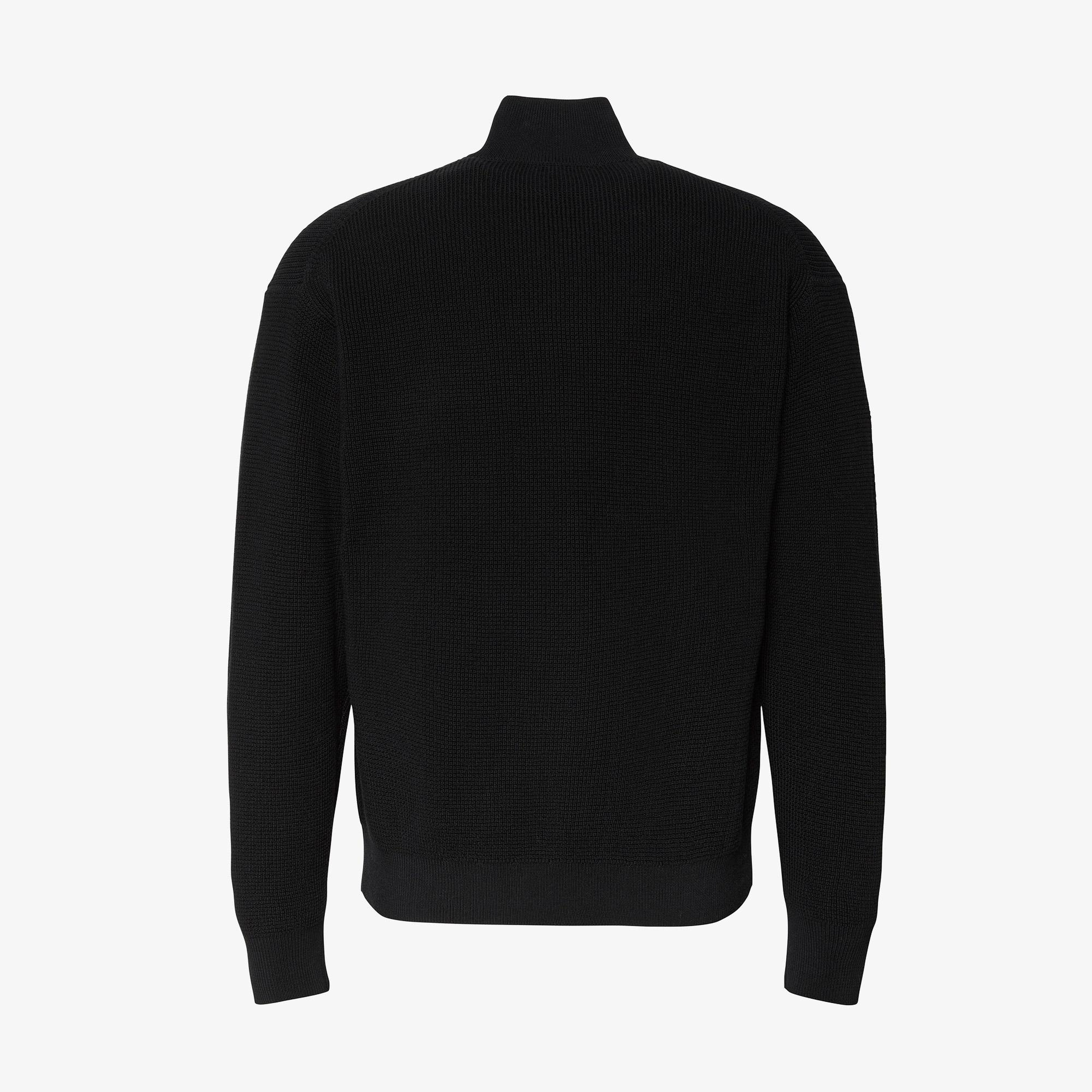 Calvin Klein Classic Cotton Wfle QZip Erkek Siyah Triko