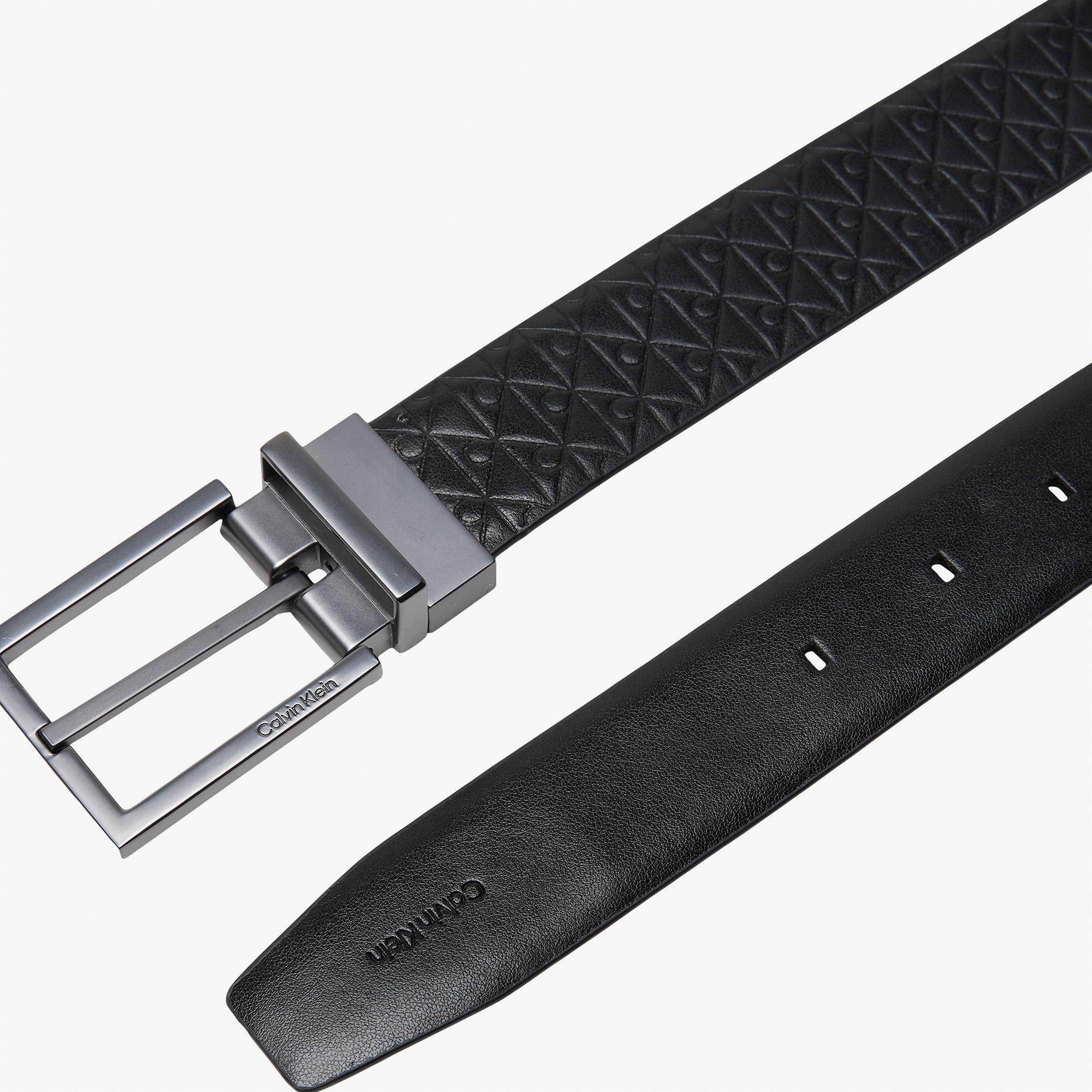 Calvin Klein Square Buckle Smooth Erkek Siyah Kemer