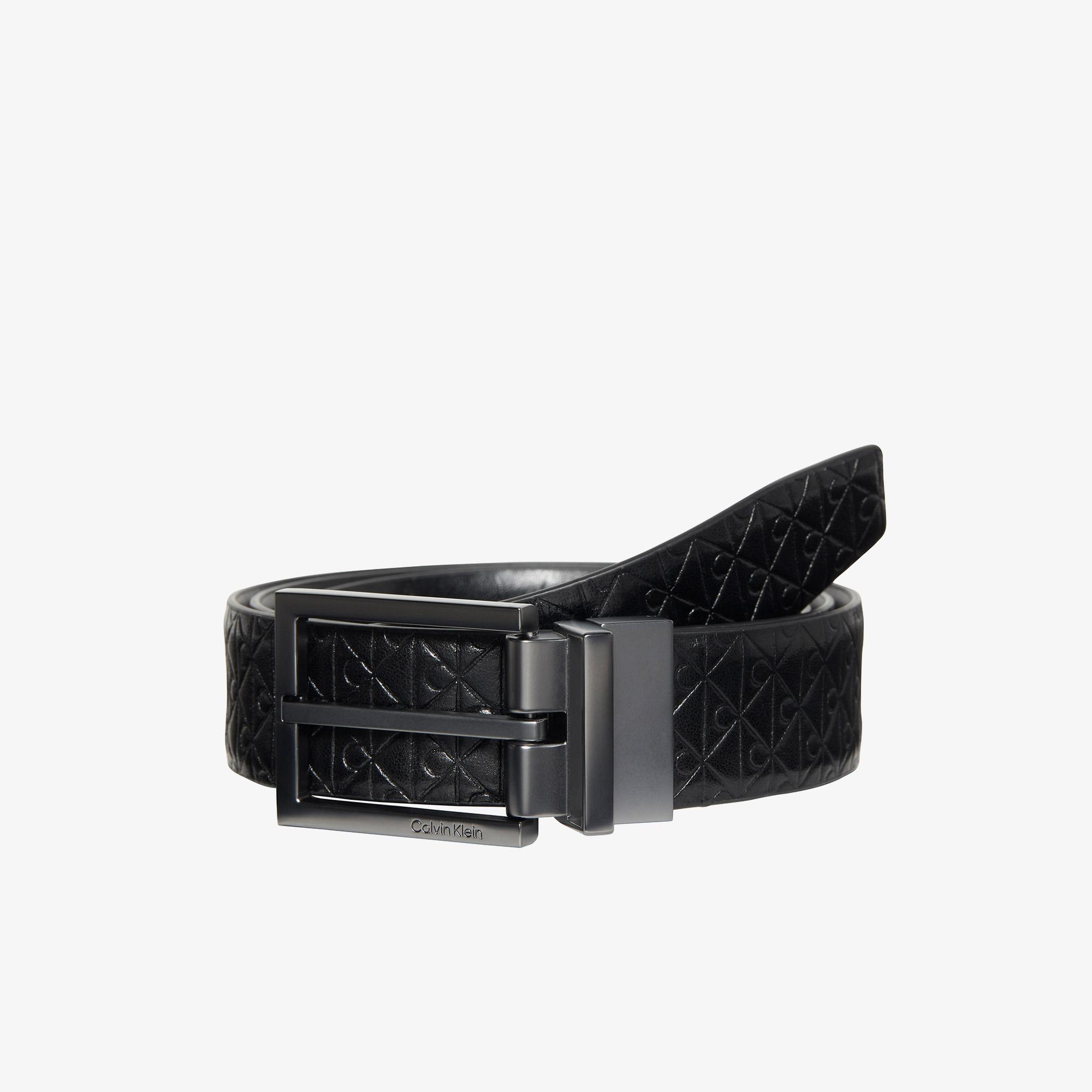 Calvin Klein Square Buckle Smooth Erkek Siyah Kemer