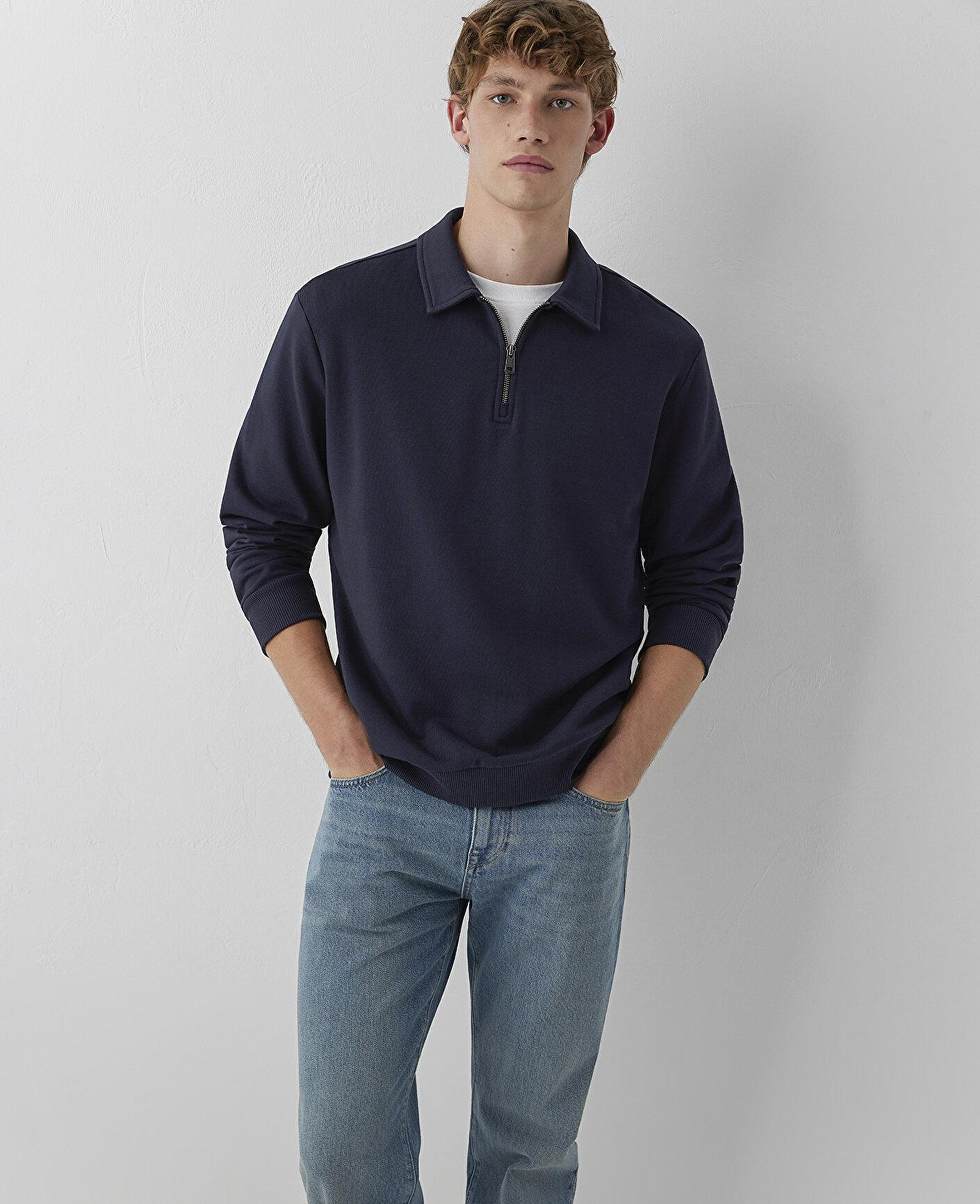 Mavi Yarı Fermuarlı Lacivert Sweatshirt 0S10622-70489