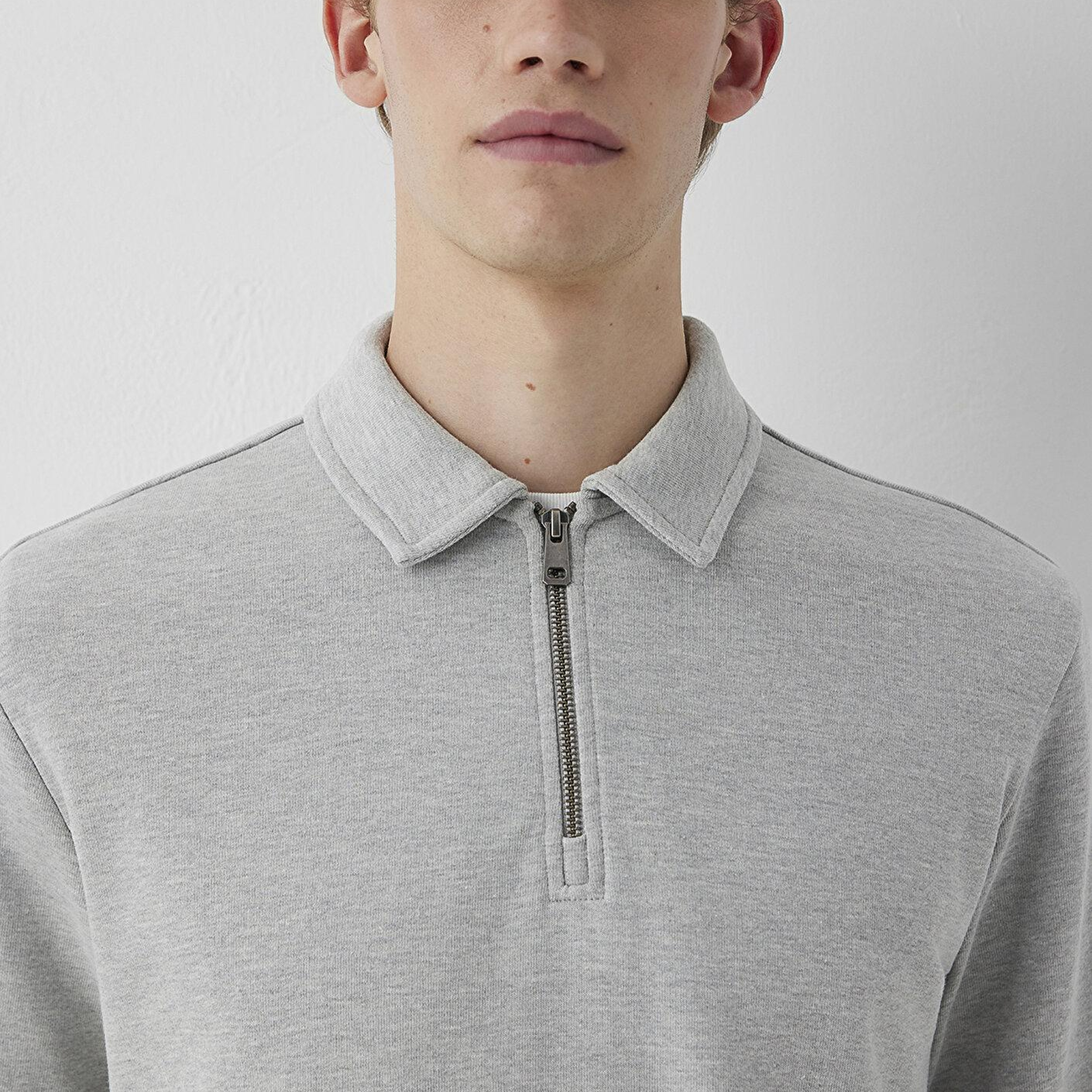 Mavi Yarı Fermuarlı Gri Sweatshirt 0S10622-88467