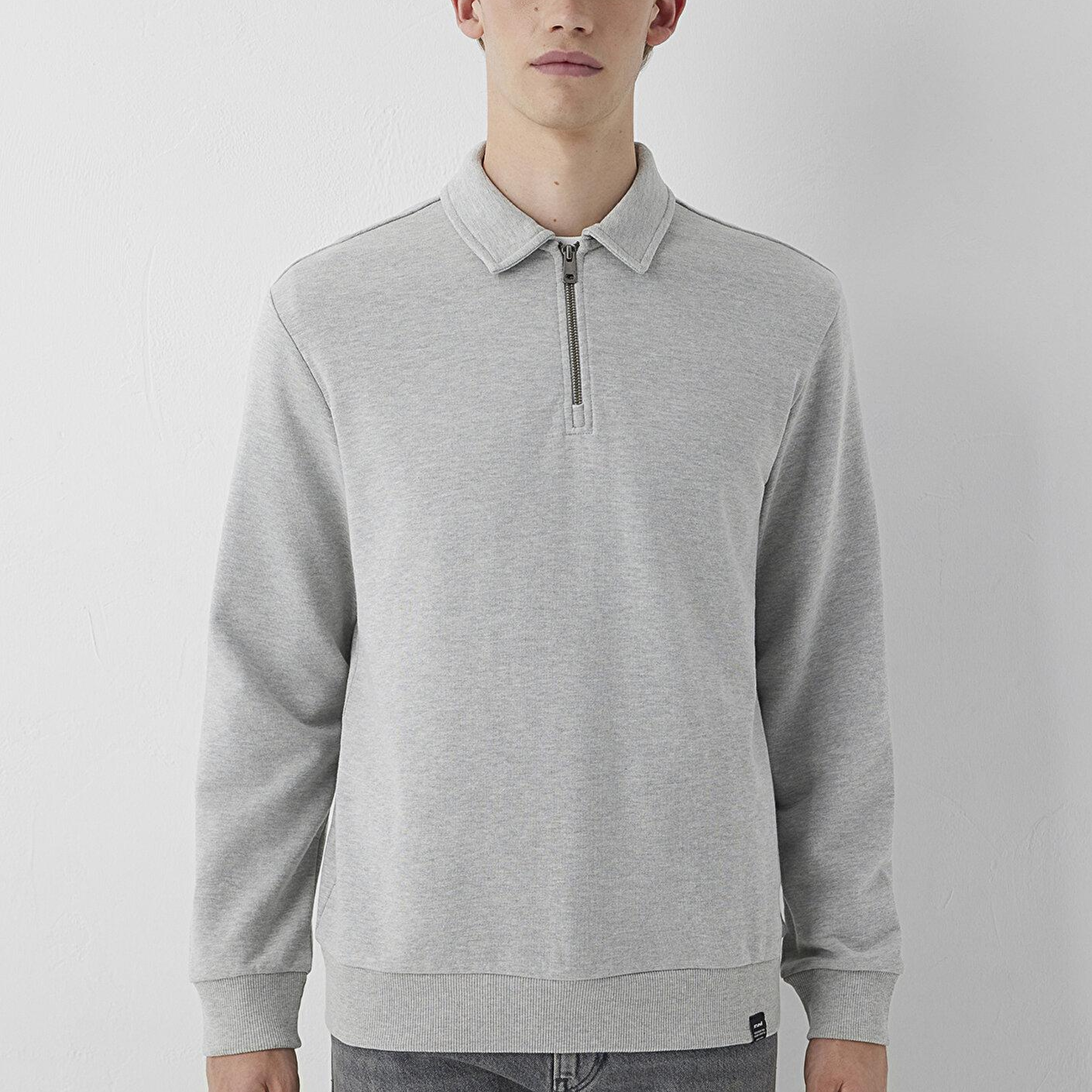 Mavi Yarı Fermuarlı Gri Sweatshirt 0S10622-88467