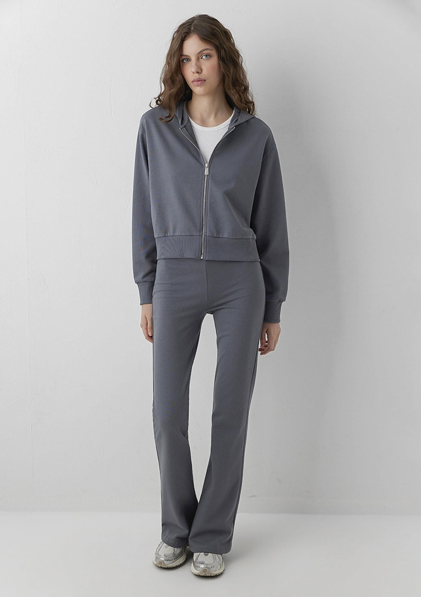 Mavi Kapüşonlu Gri Sweatshirt 1S10565-82453