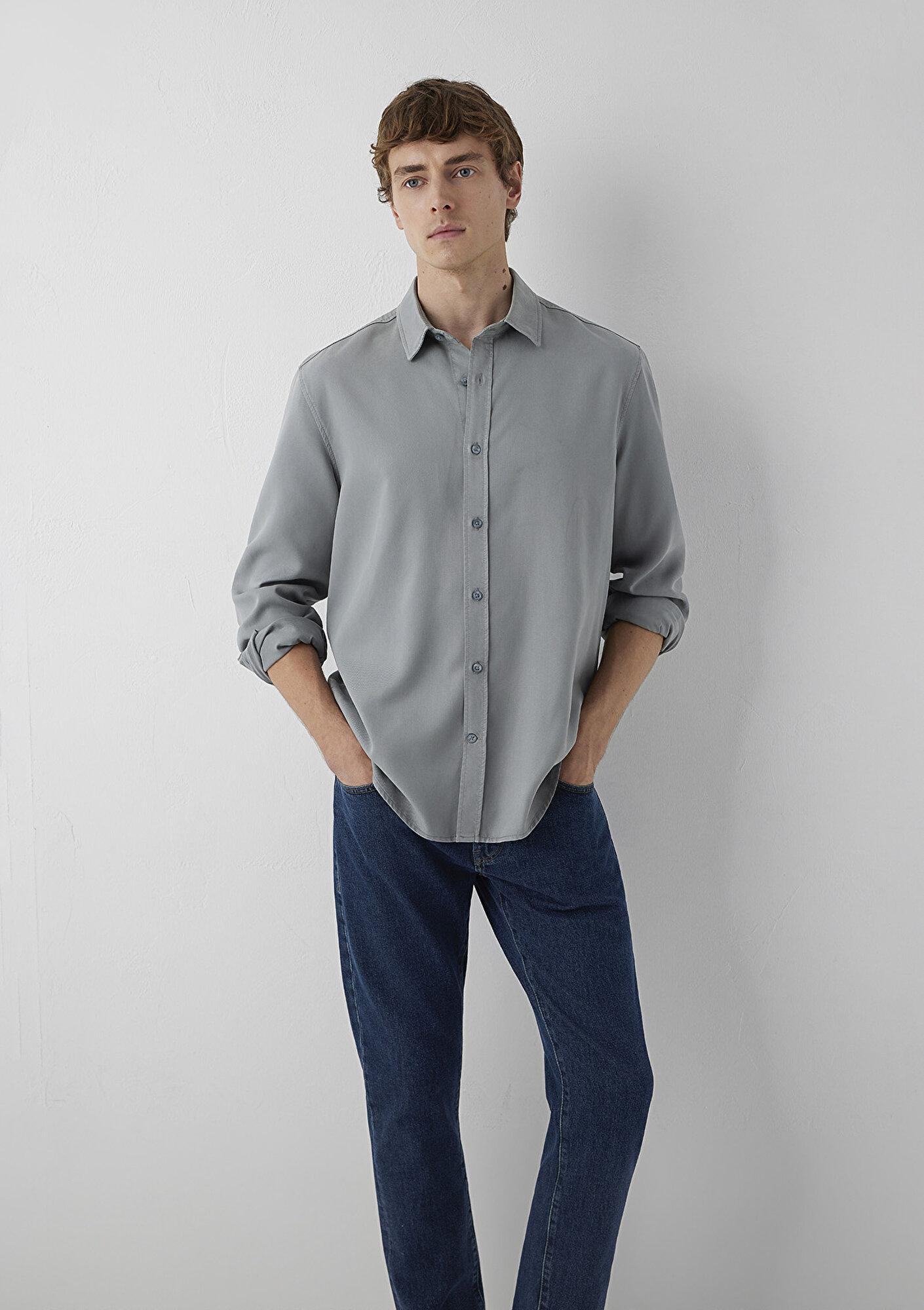 Mavi Gri Gömlek Regular Fit / Normal Kesim 0210818-70118