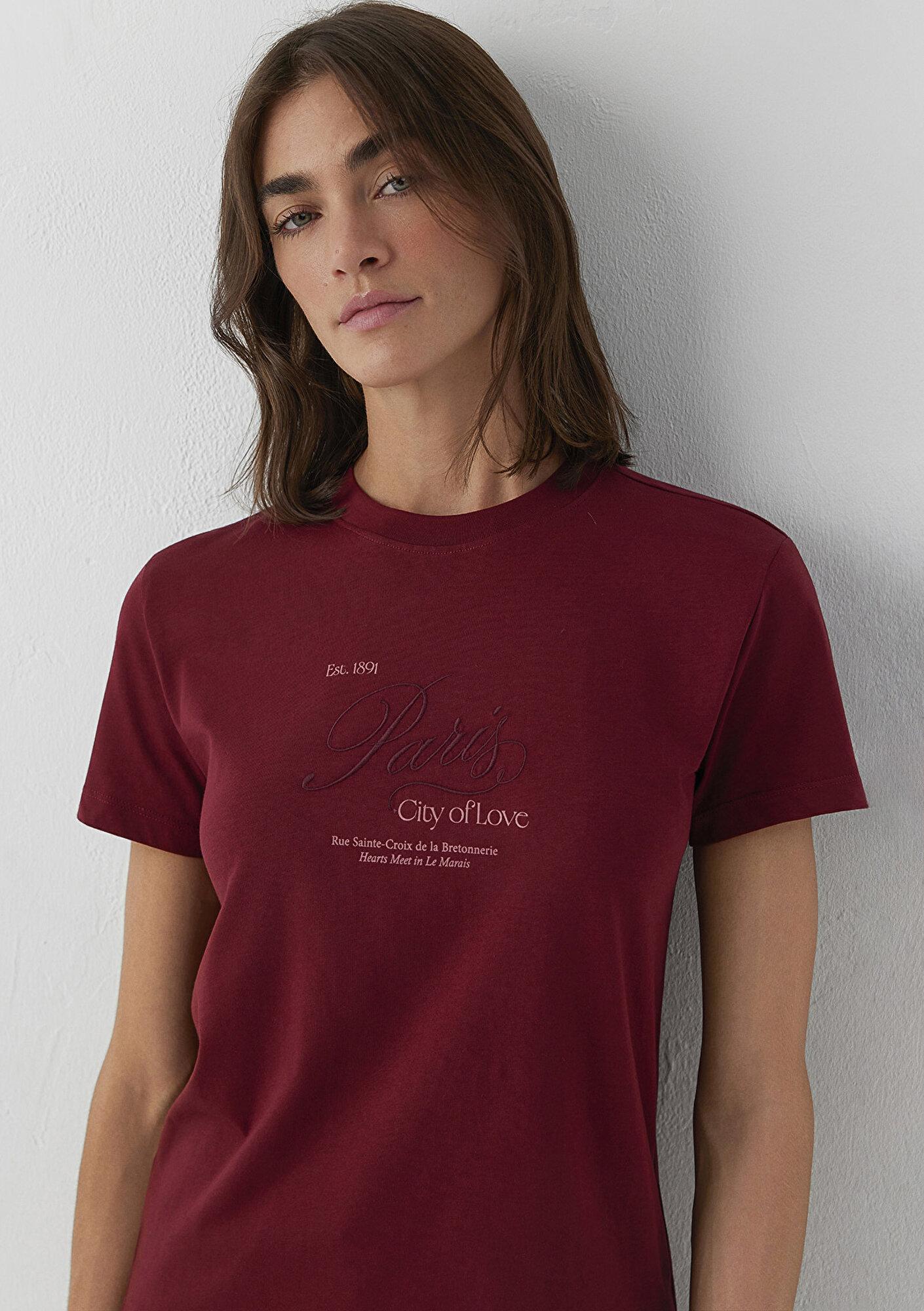 Mavi Paris İşlemeli Kırmızı Tişört Slim Fit / Dar Kesim 1614259-85633